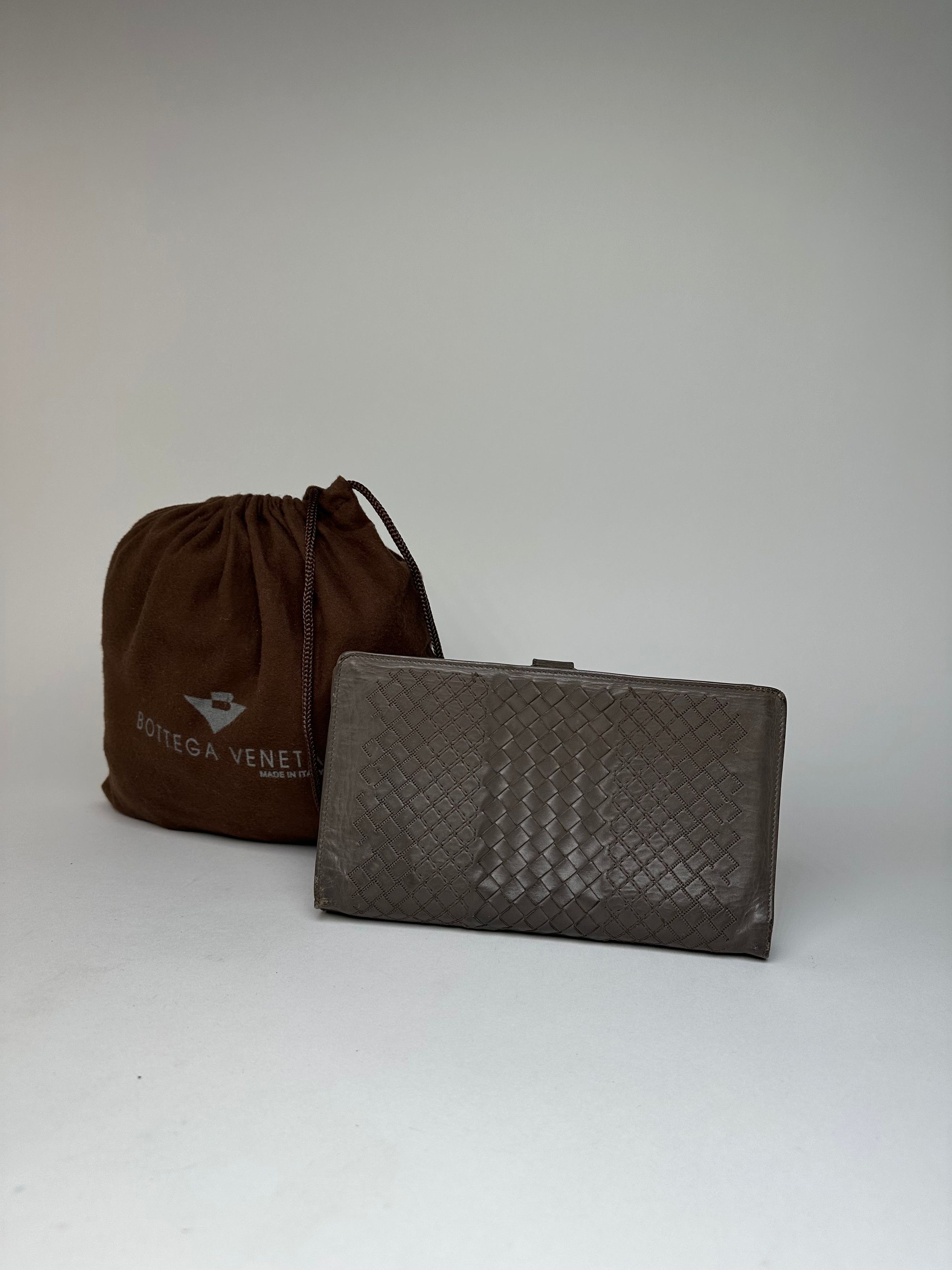 Bottega Veneta Vintage Intrecciato Leather Clutch Grey Size ONE SIZE - 4 Thumbnail
