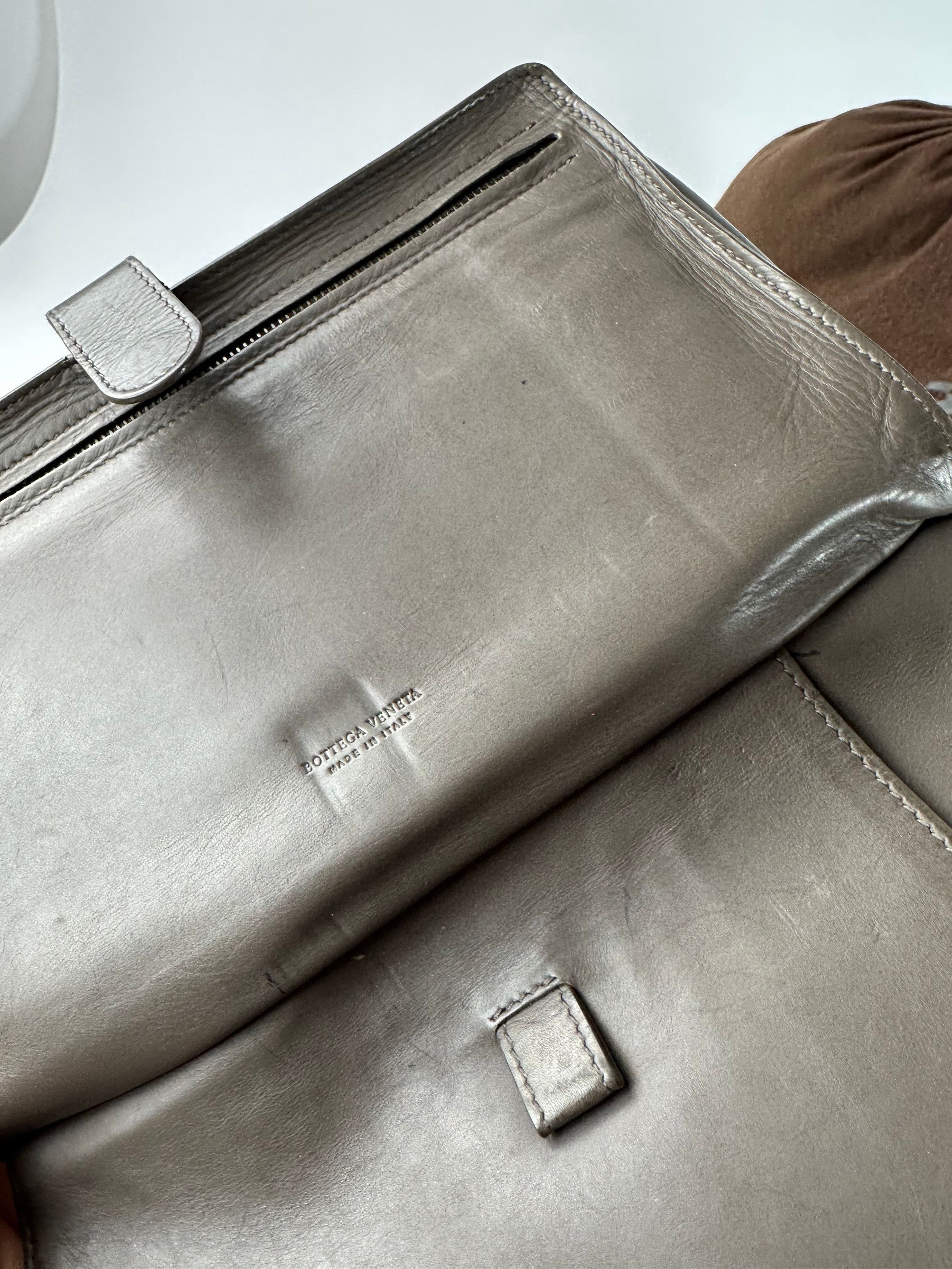 Bottega Veneta Vintage Intrecciato Leather Clutch Grey Size ONE SIZE - 5 Thumbnail