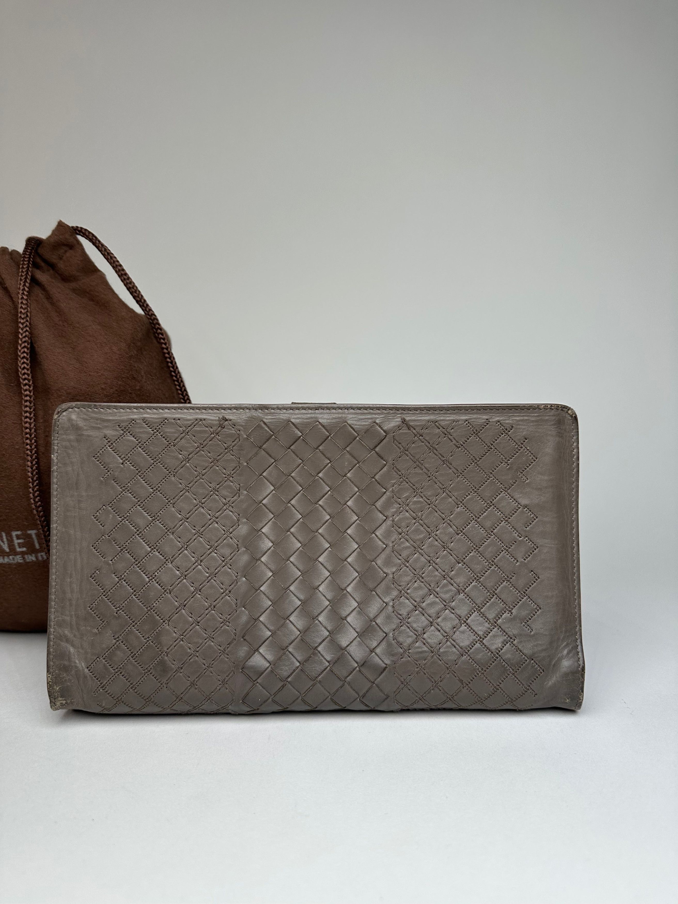 Bottega Veneta Vintage Intrecciato Leather Clutch Grey Size ONE SIZE - 8 Thumbnail