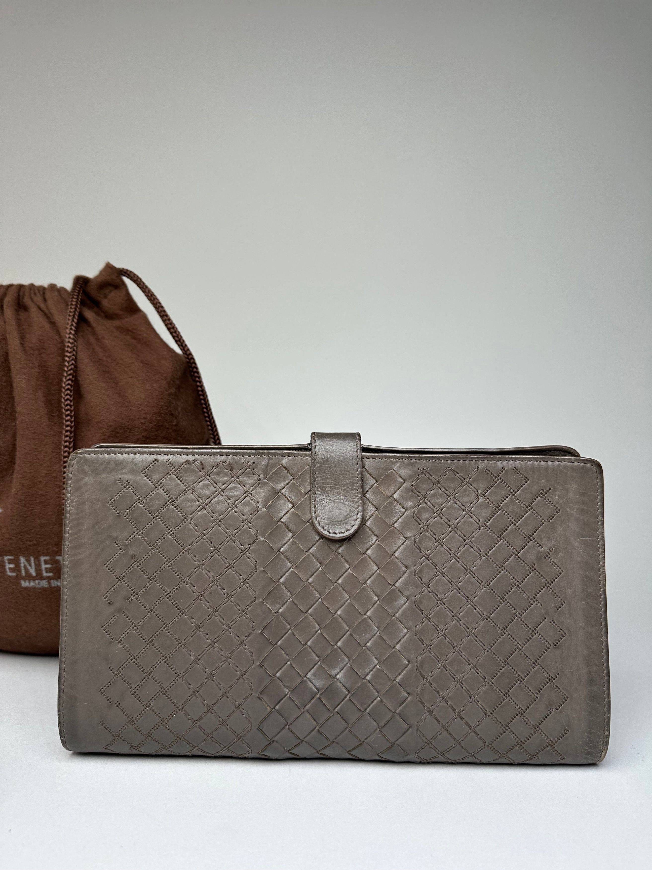 Bottega Veneta Vintage Intrecciato Leather Clutch Grey Size ONE SIZE - 13 Thumbnail
