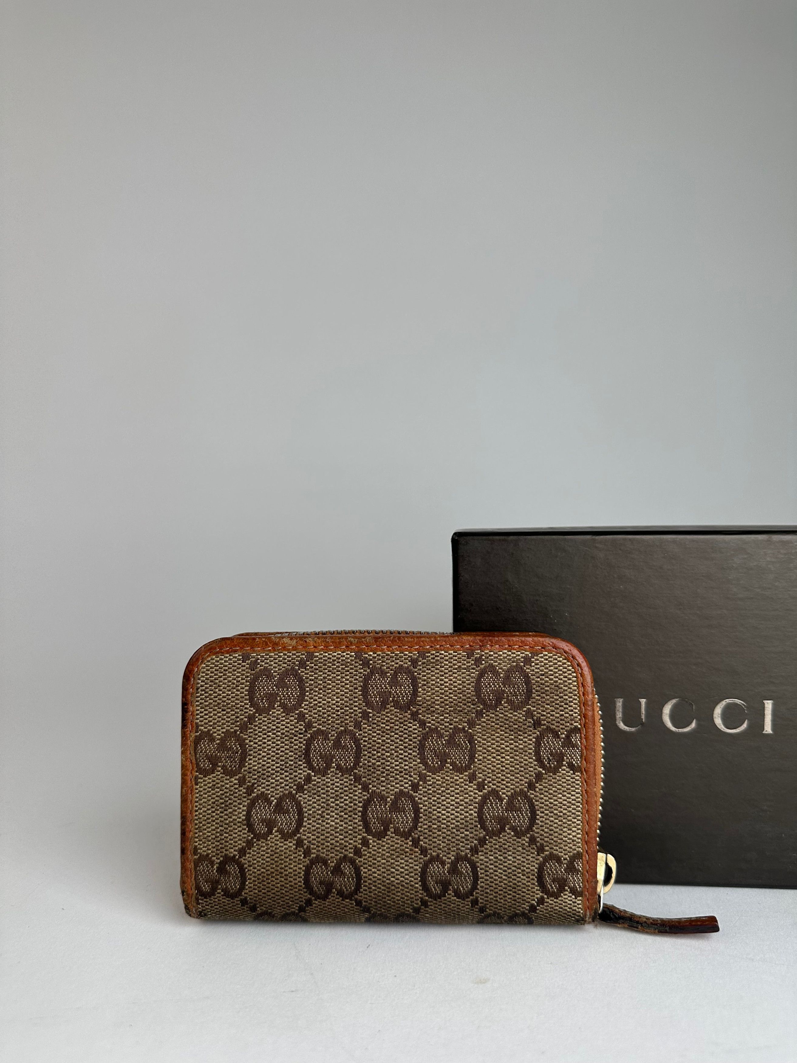 Gucci Vintage Monogram Canvas Leather Card Holder Beige Brown Size ONE SIZE - 2 Thumbnail