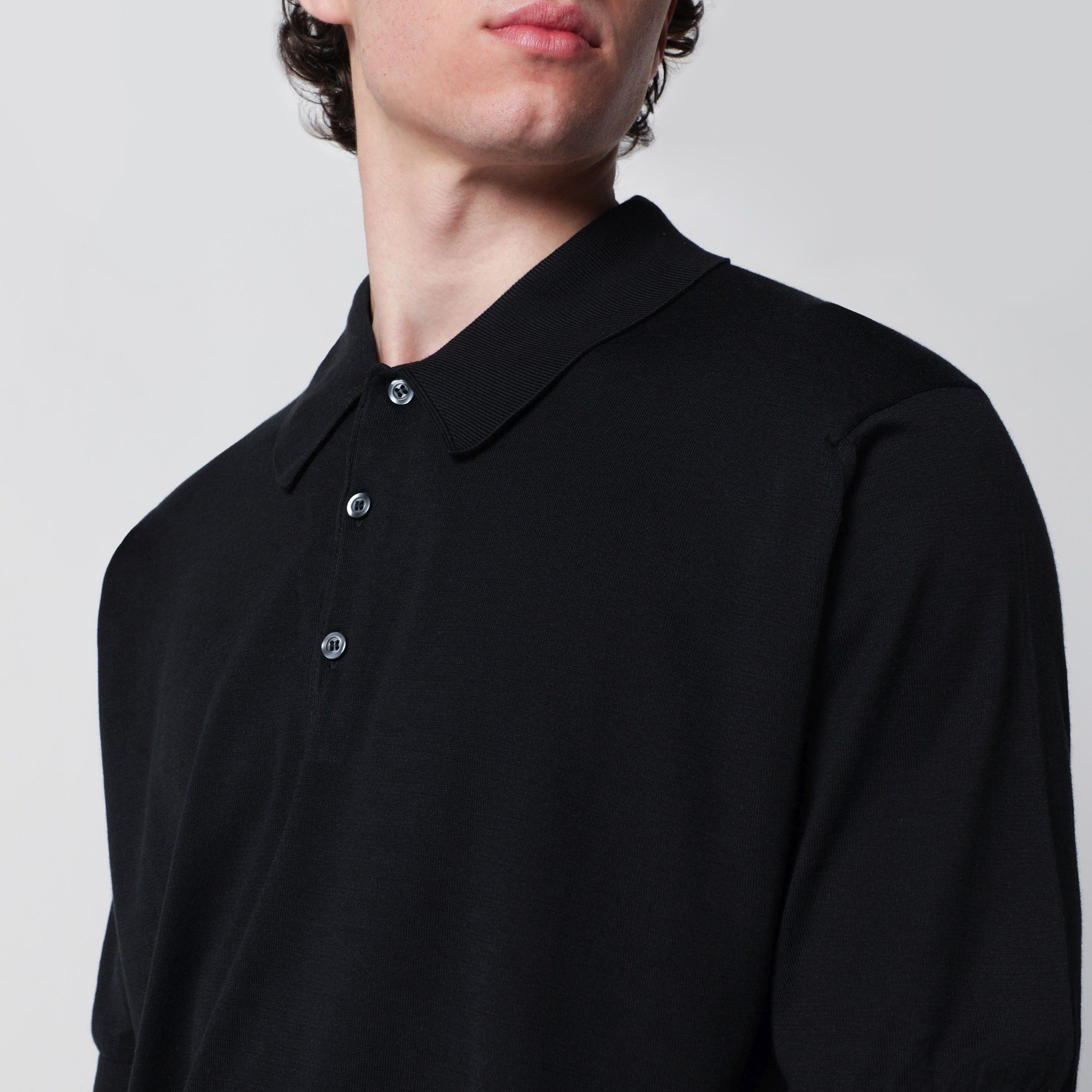 John Smedley John Smedley Isis Black Cotton Polo Shirt Size US L / EU 52-54 / 3 - 2 Thumbnail