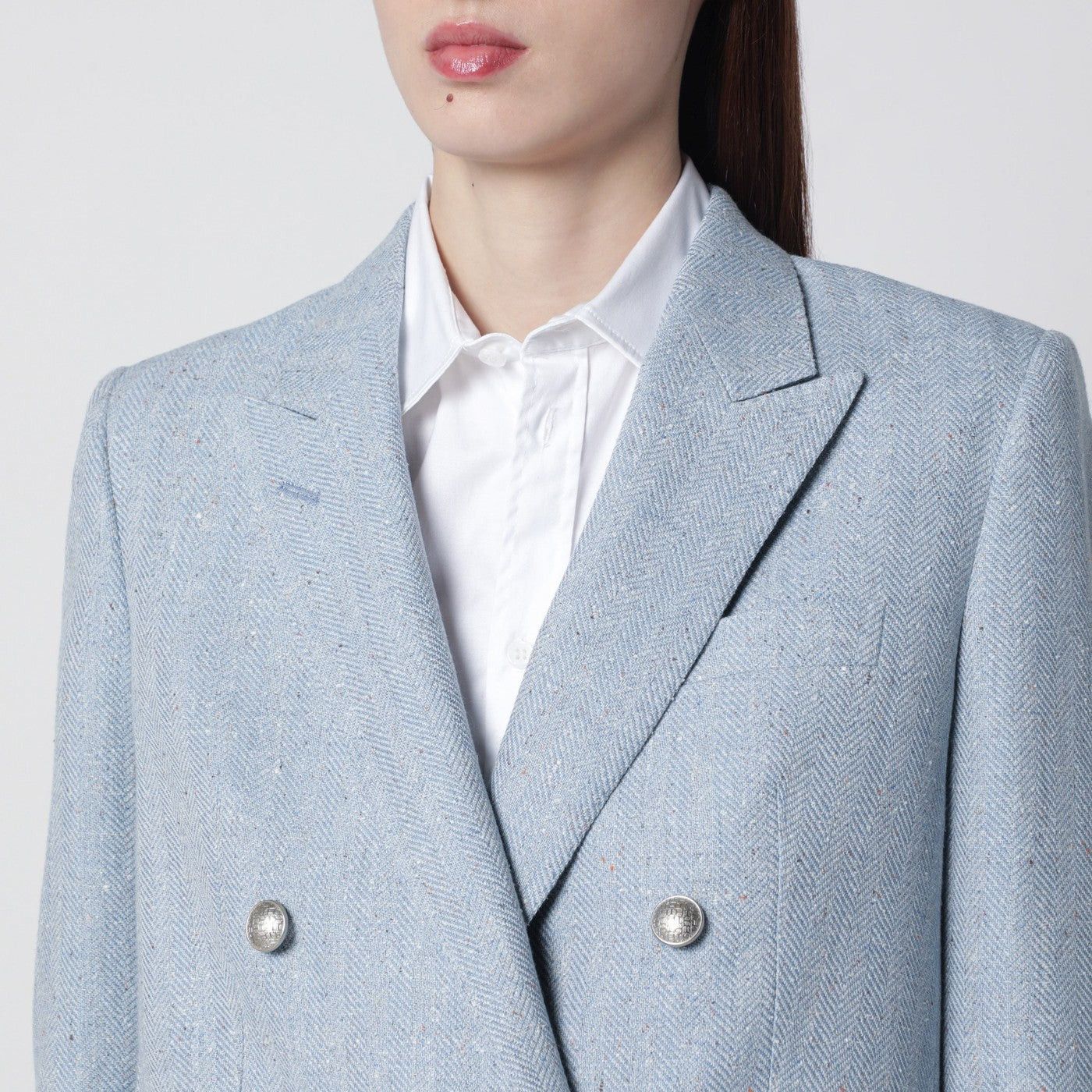 Tagliatore Tagliatore Light Blue Double-Breasted Cotton-Blend Jacket Size M / US 6-8 / IT 42-44 - 2 Thumbnail