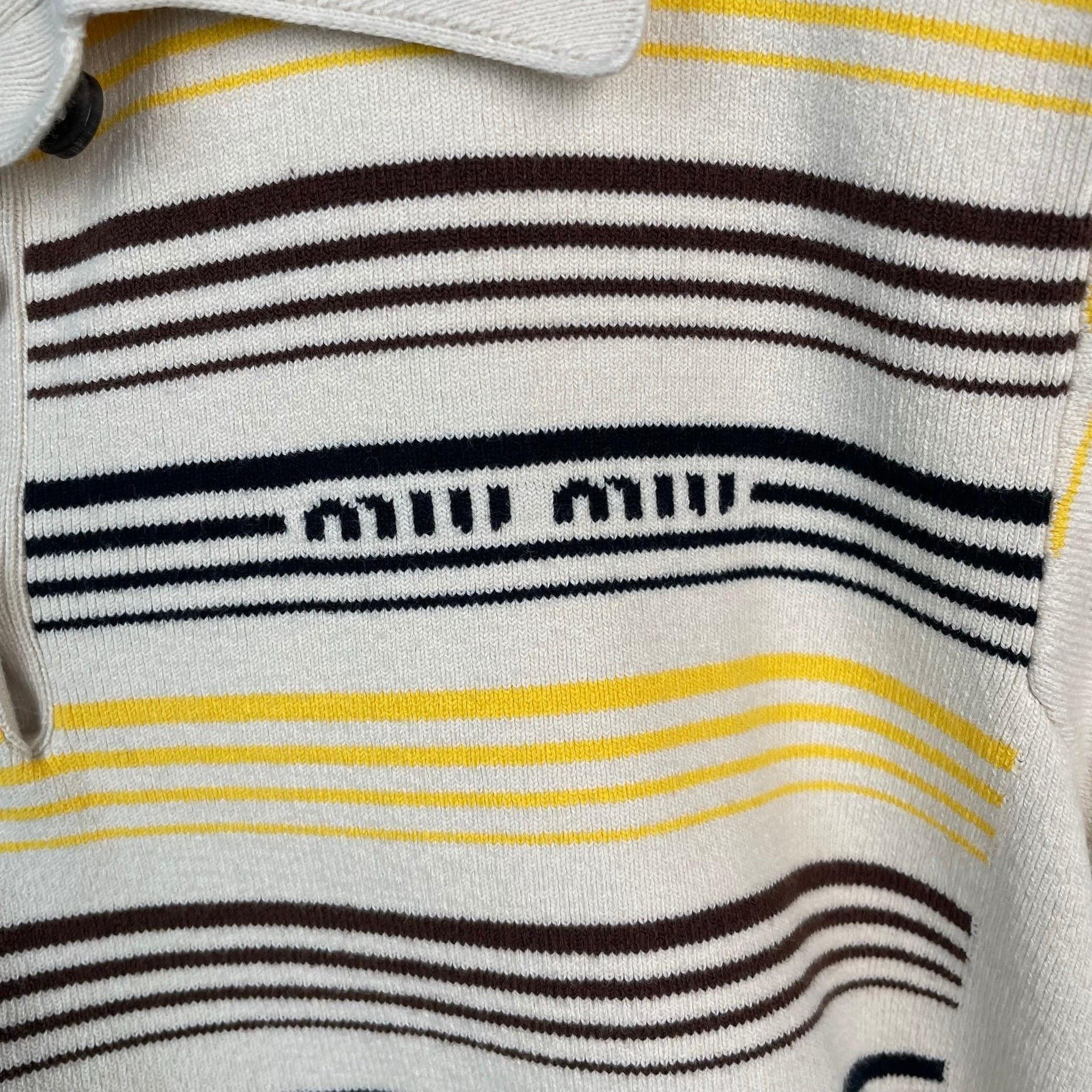 Miu Miu Miu Miu Striped Yellow Sweater 38 Women Size S / US 4 / IT 40 - 3 Thumbnail