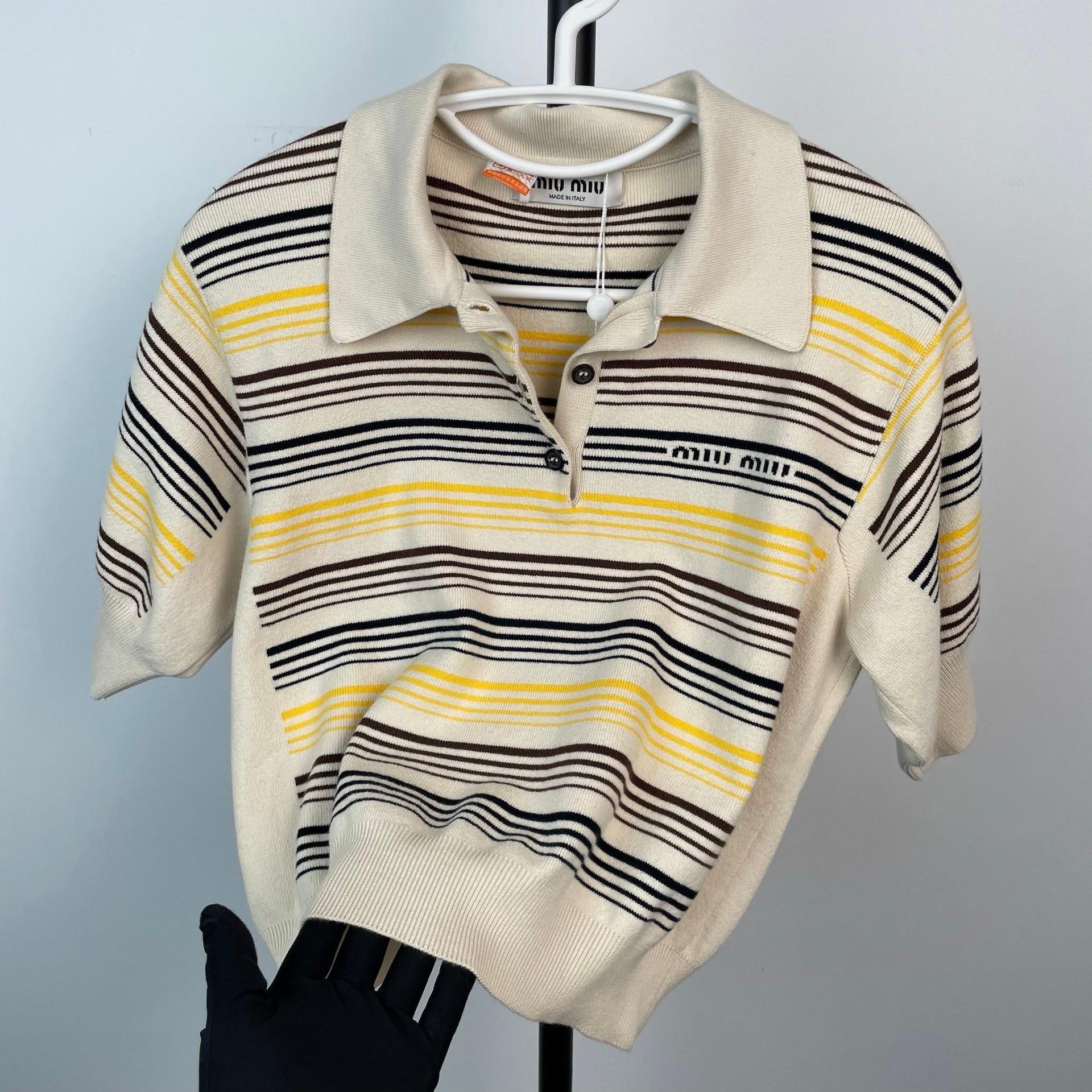 Miu Miu Miu Miu Striped Yellow Sweater 38 Women Size S / US 4 / IT 40 - 8 Thumbnail