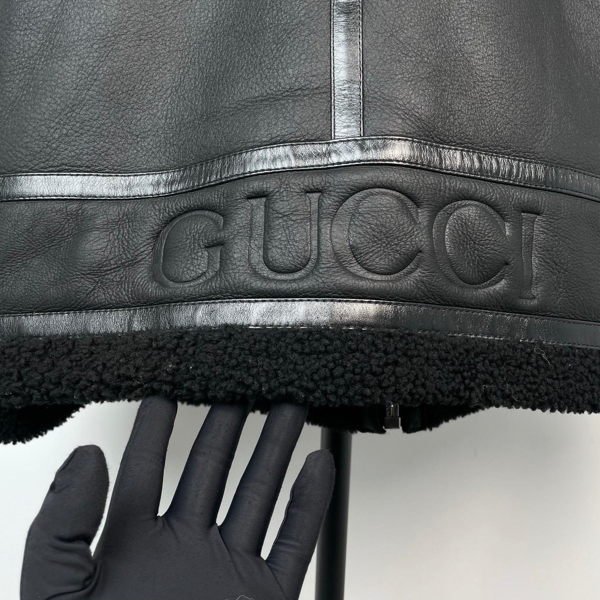 Gucci Gucci Fleece Black Leather Jacket 44 Men Size US L / EU 52-54 / 3 - 6 Thumbnail