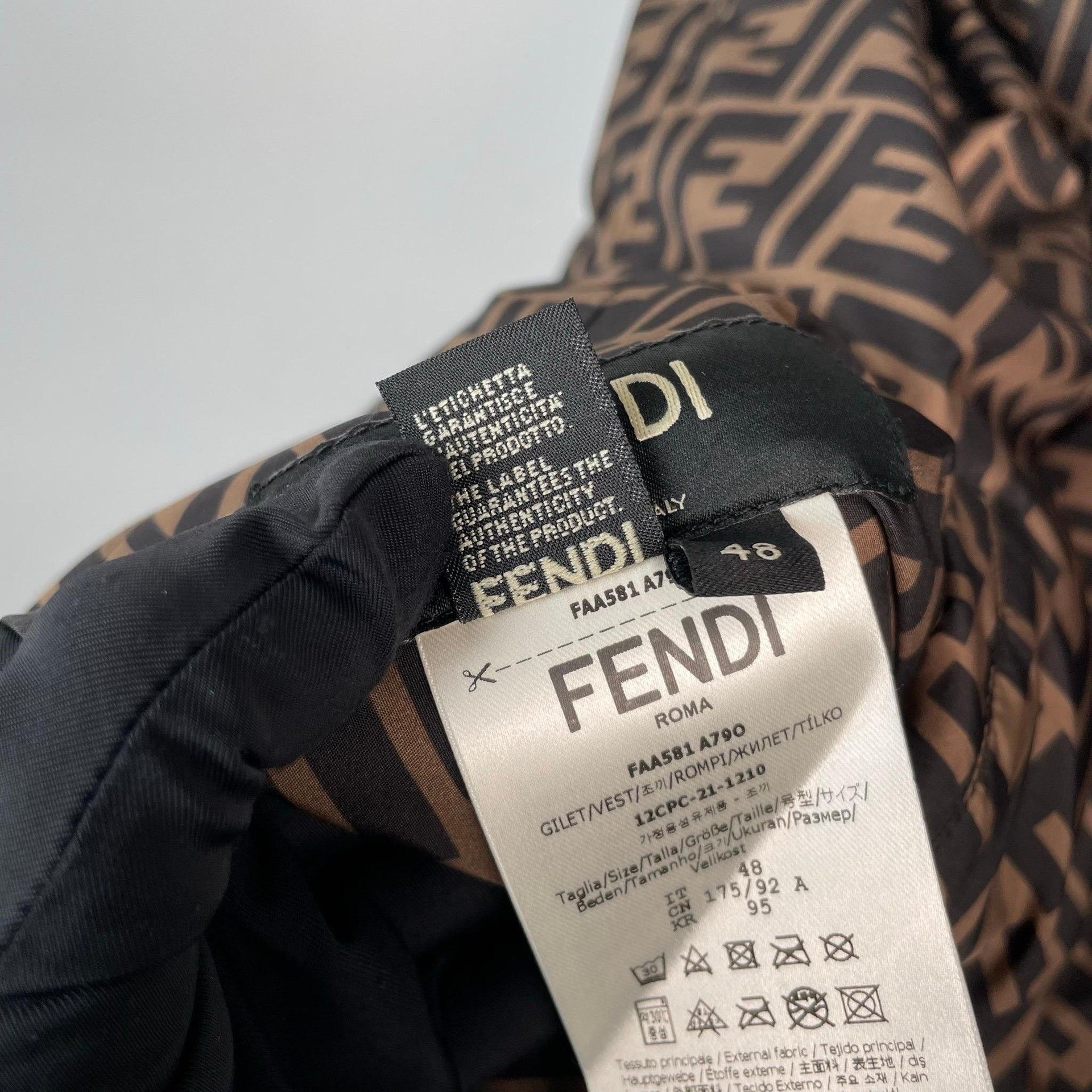 Fendi Fendi Down Brown Vest 48 Men Size US XL / EU 56 / 4 - 9 Thumbnail