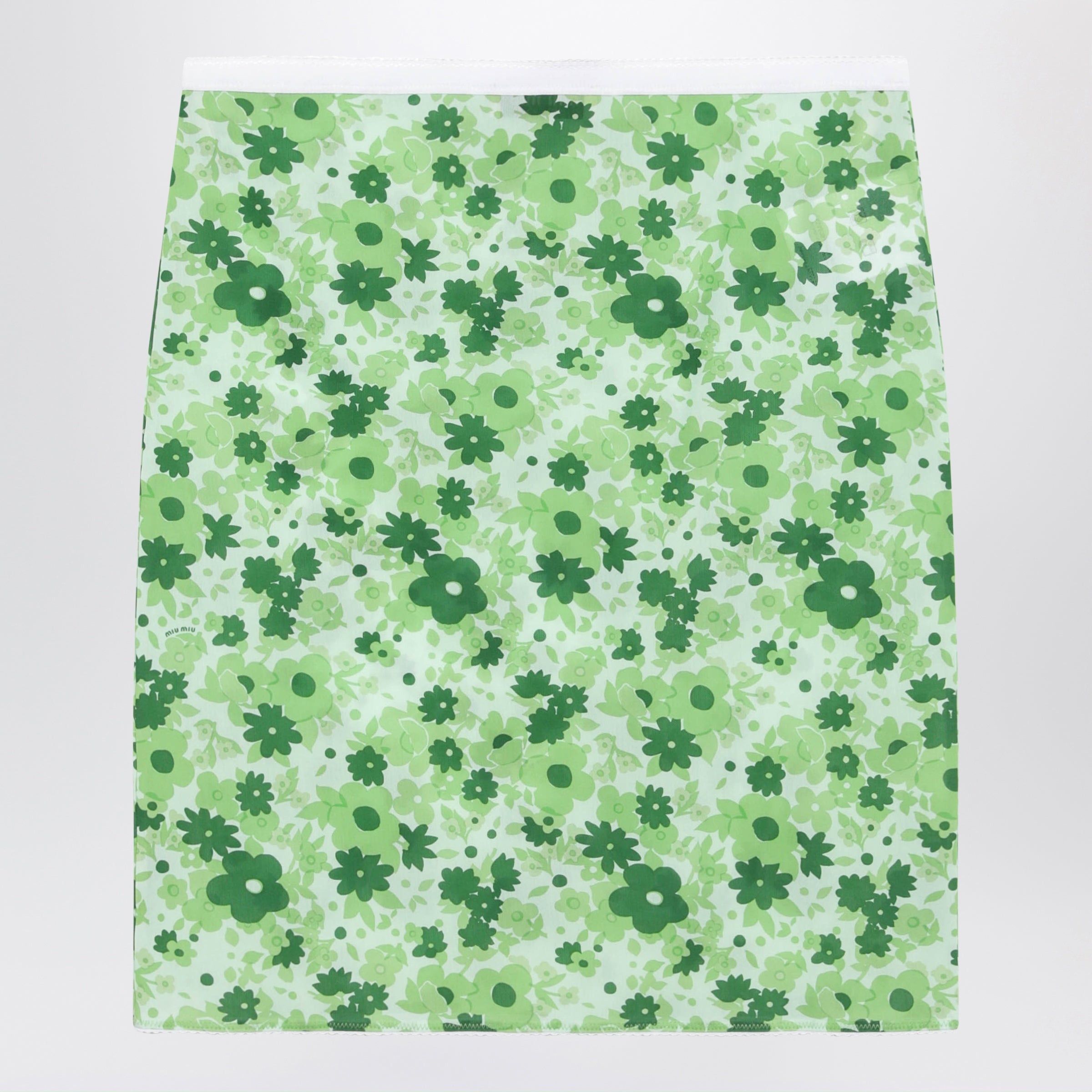 Miu Miu Miu Miu Green Skirt With Floral Pattern Size 27" / US 4 / IT 40 - 2 Thumbnail