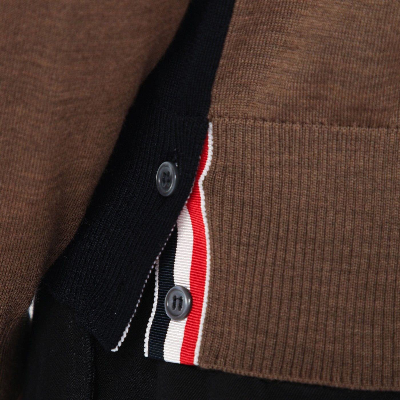 Thom Browne Thom Browne Navy/Grey/Brown Wool Cardigan Size US XL / EU 56 / 4 - 2 Thumbnail