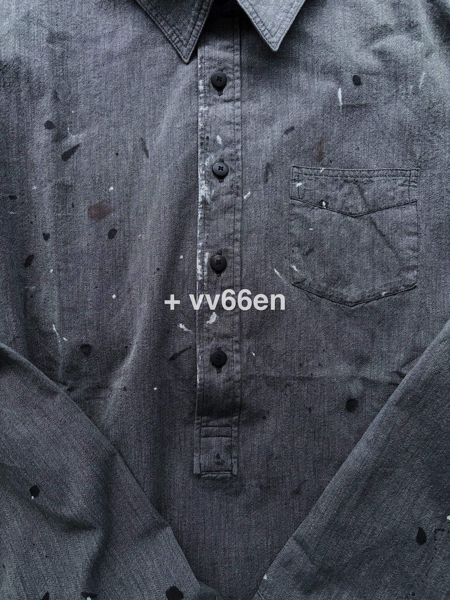 Visvim VISVIM 1910 P.O. Chambray Paint Splatter Shirt Size US L / EU 52-54 / 3 - 6 Thumbnail