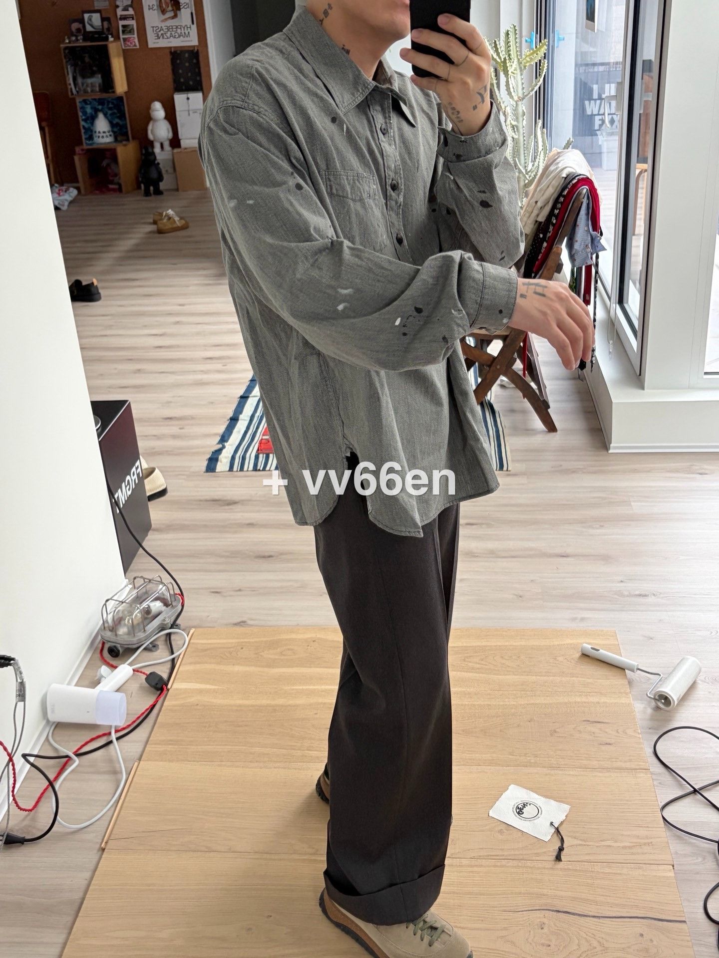 Visvim VISVIM 1910 P.O. Chambray Paint Splatter Shirt Size US L / EU 52-54 / 3 - 5 Thumbnail