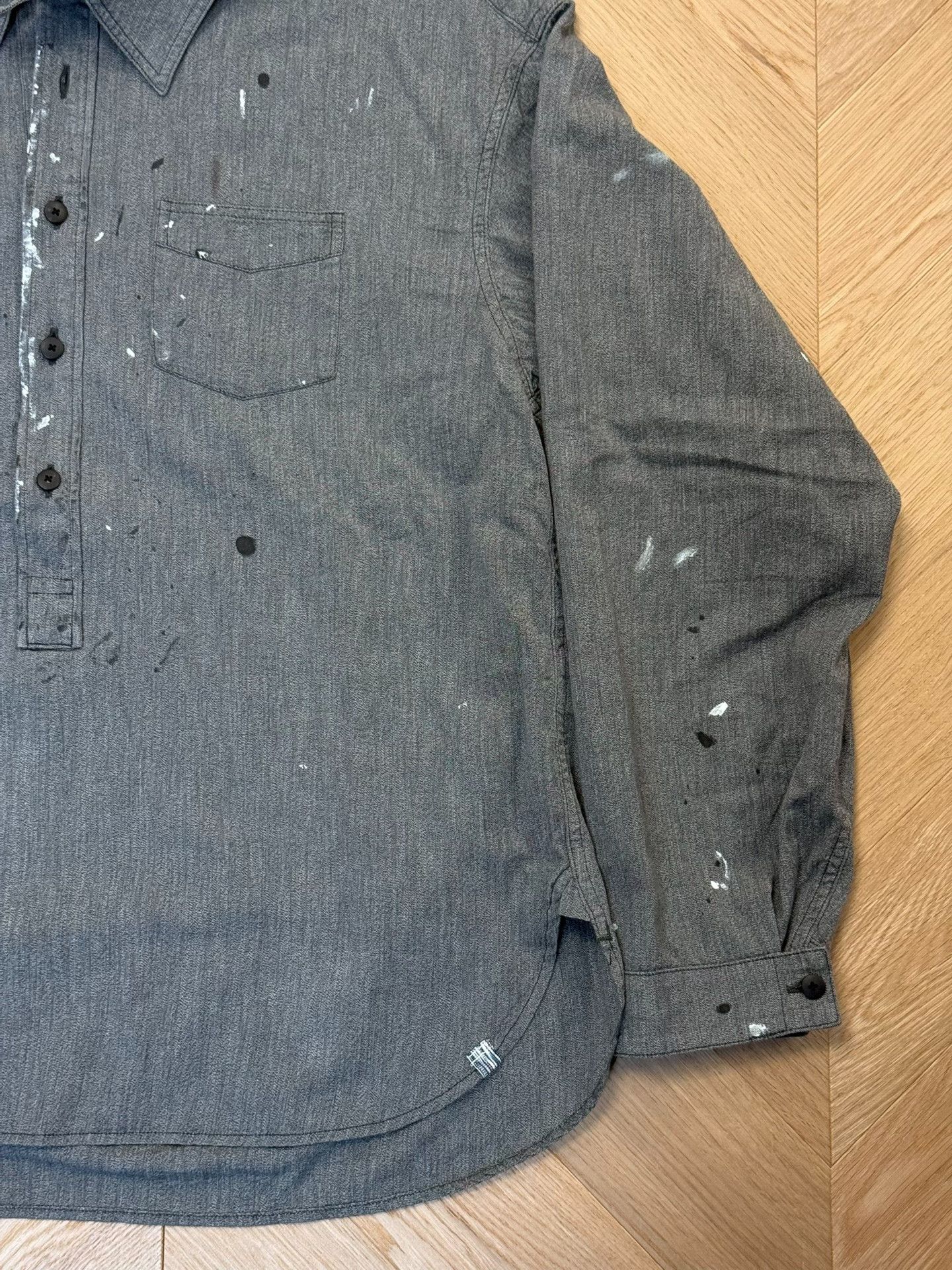 Visvim VISVIM 1910 P.O. Gray Paint Splatter Shirt Size US L / EU 52-54 / 3 - 3 Thumbnail