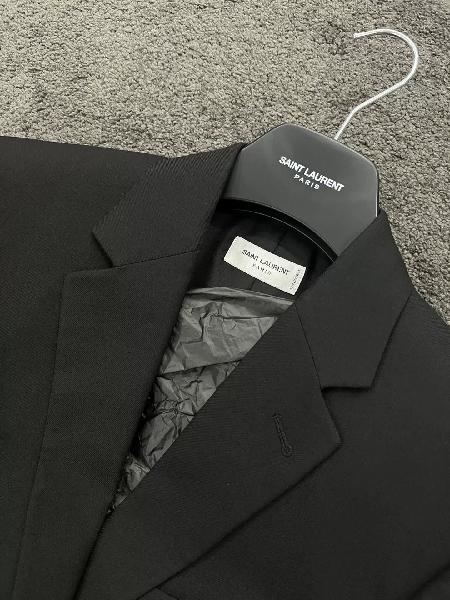 Saint Laurent Paris Saint Laurent Men's Black Wool Blazer Size US M / EU 48-50 / 2 - 2 Thumbnail