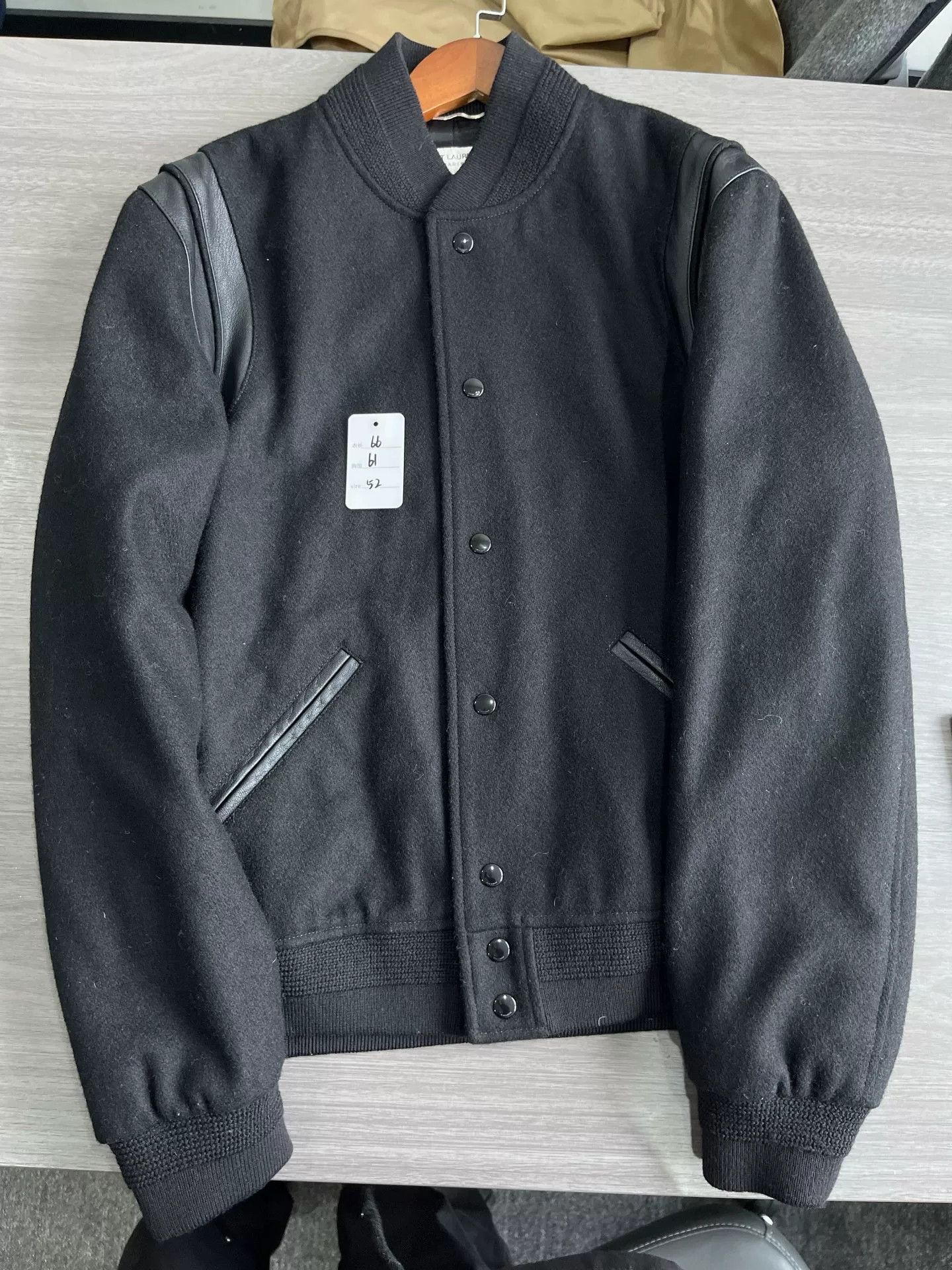Saint Laurent Paris Saint Laurent Black Wool Baseball Jacket Size US L / EU 52-54 / 3 - 8 Thumbnail