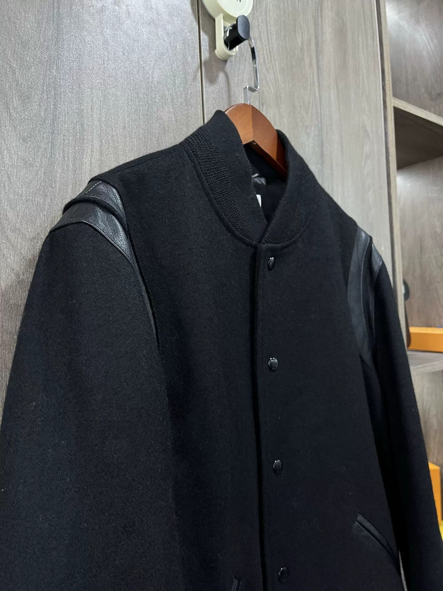 Saint Laurent Paris Saint Laurent Black Wool Baseball Jacket Size US L / EU 52-54 / 3 - 5 Thumbnail
