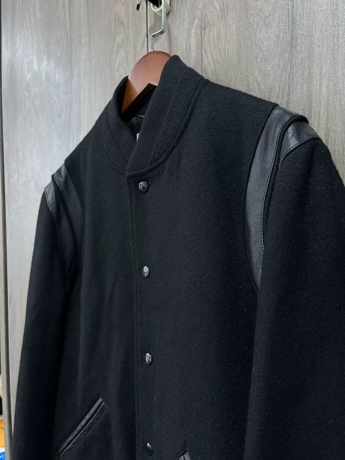 Saint Laurent Paris Saint Laurent Black Wool Baseball Jacket Size US L / EU 52-54 / 3 - 6 Thumbnail
