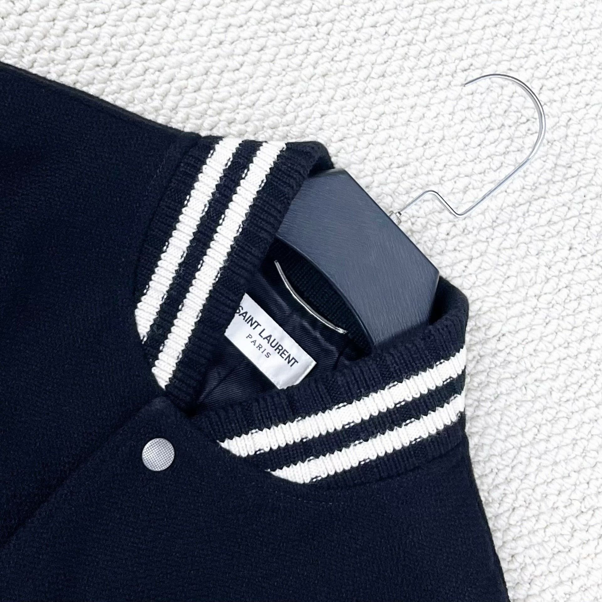 Saint Laurent Paris Saint Laurent Black White Stripe Embroidered Jacket Size US L / EU 52-54 / 3 - 3 Thumbnail