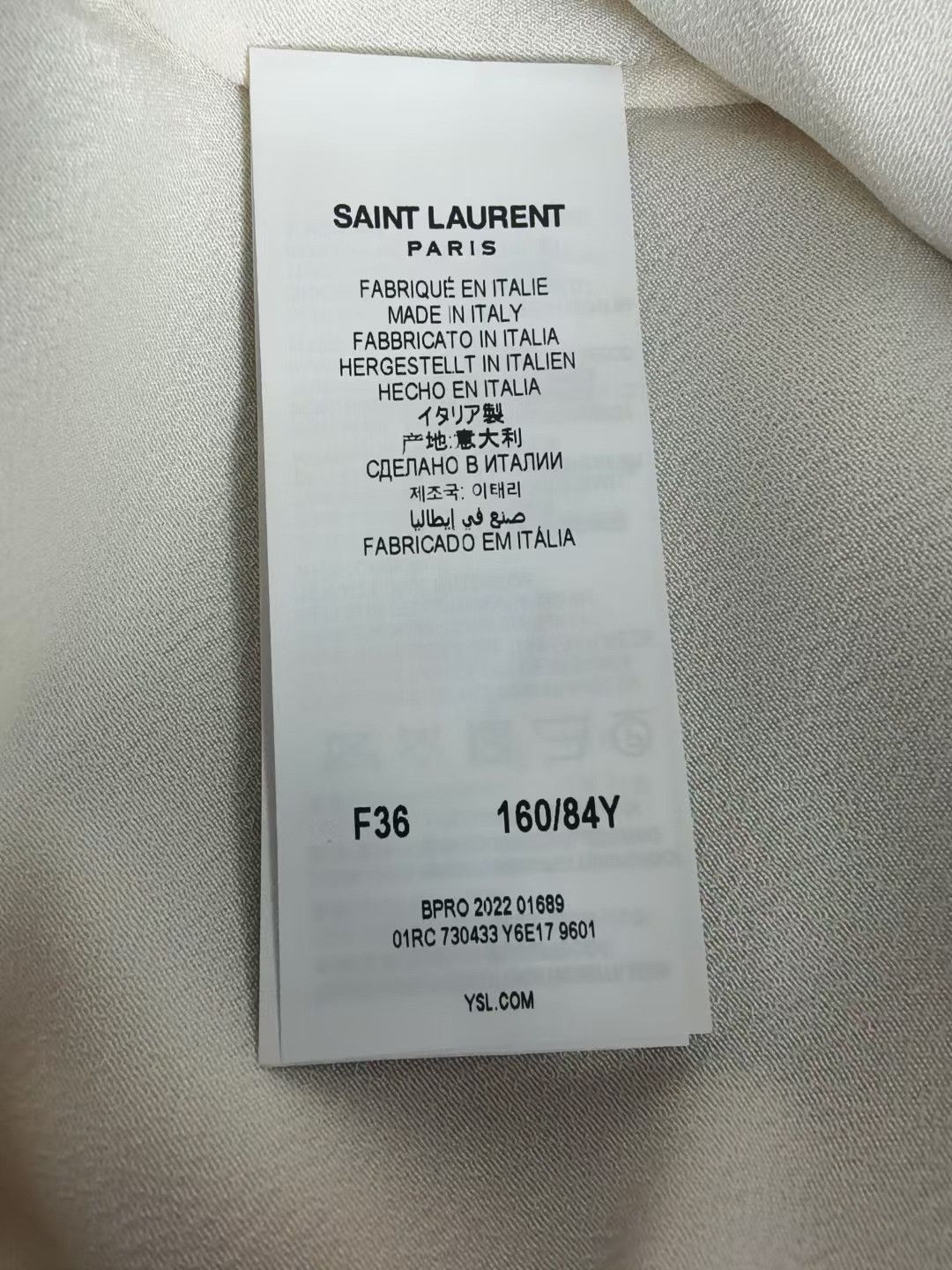Saint Laurent Paris Saint Laurent Cream Crisscross Back Slip Dress Size XS / US 0-2 / IT 36-38 - 6 Thumbnail