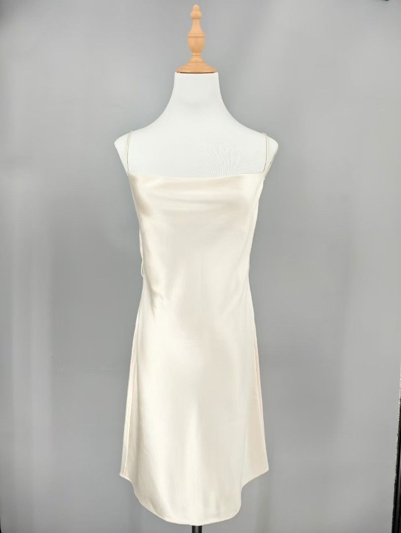 Saint Laurent Paris Saint Laurent Cream Crisscross Back Slip Dress Size XS / US 0-2 / IT 36-38 - 3 Thumbnail
