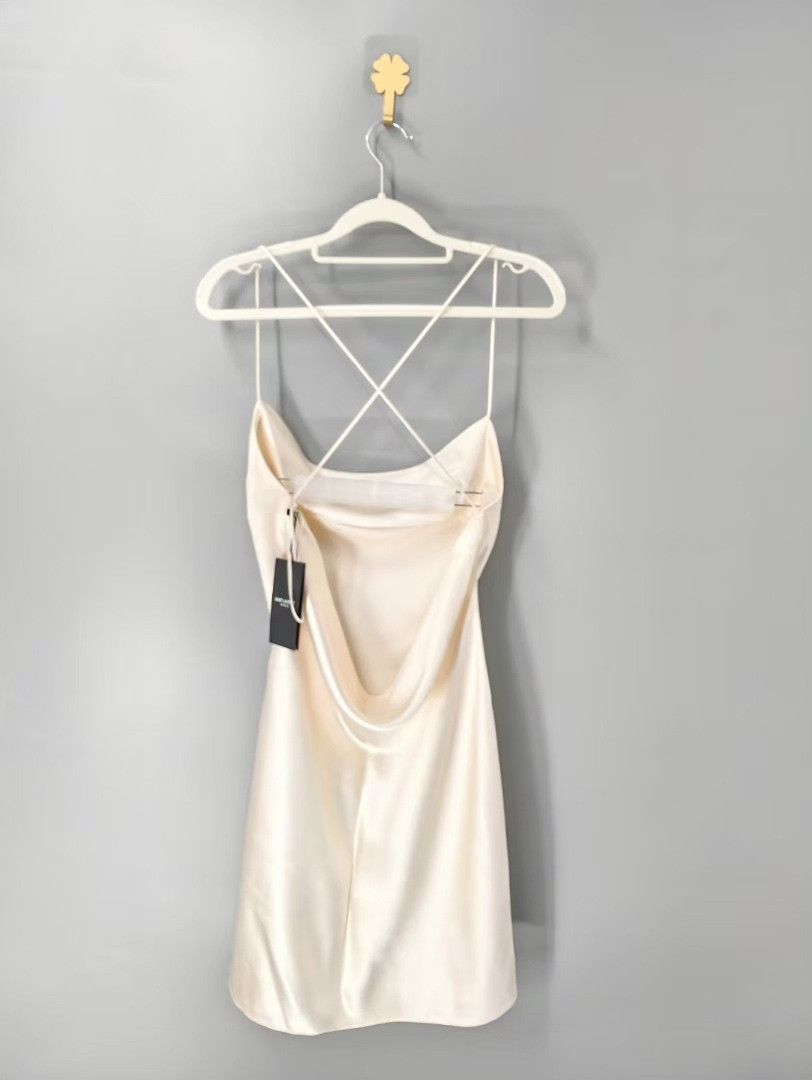 Saint Laurent Paris Saint Laurent Cream Crisscross Back Slip Dress Size XS / US 0-2 / IT 36-38 - 2 Thumbnail