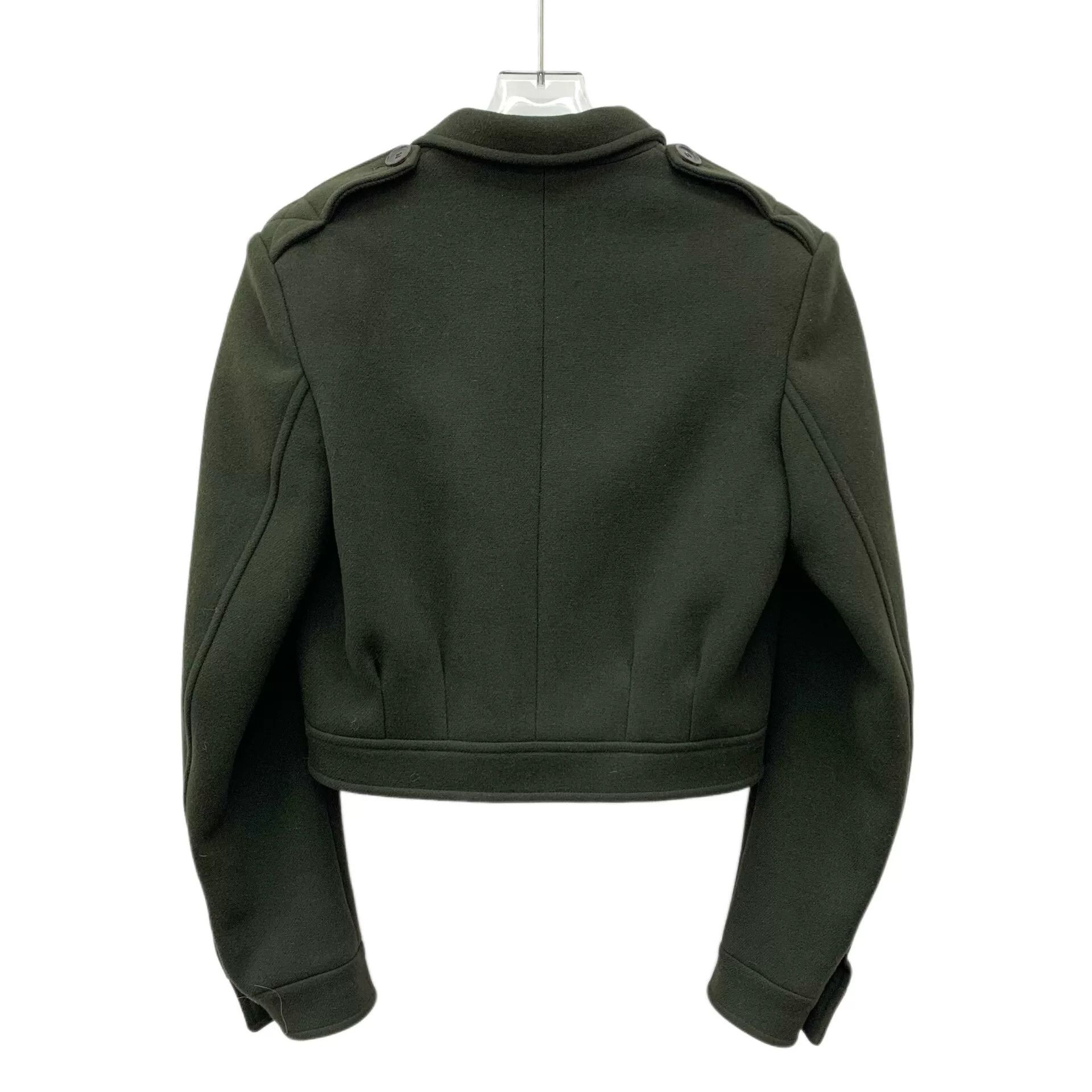 Saint Laurent Paris Saint Laurent Green Cropped Wool Jacket Size S / US 4 / IT 40 - 2 Thumbnail
