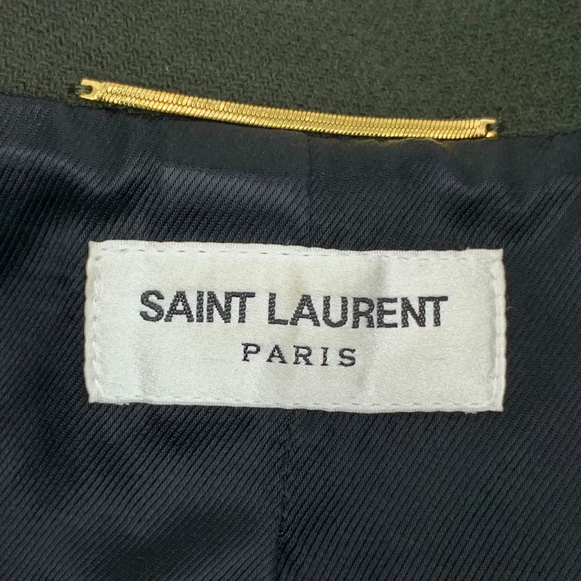 Saint Laurent Paris Saint Laurent Green Cropped Wool Jacket Size S / US 4 / IT 40 - 5 Thumbnail