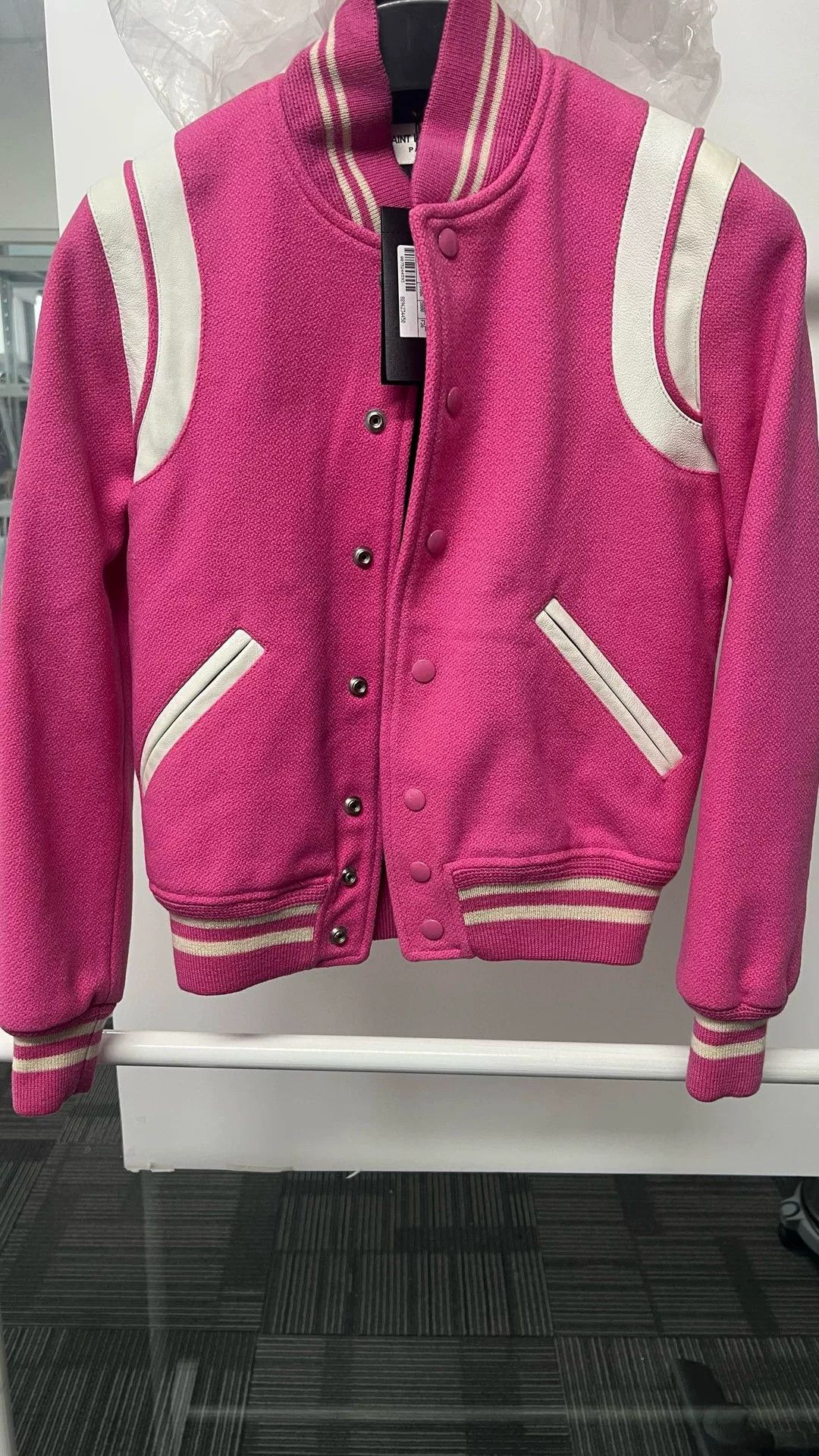 Saint Laurent Paris Saint Laurent Pink Varsity Jacket Size XS / US 0-2 / IT 36-38 - 2 Thumbnail