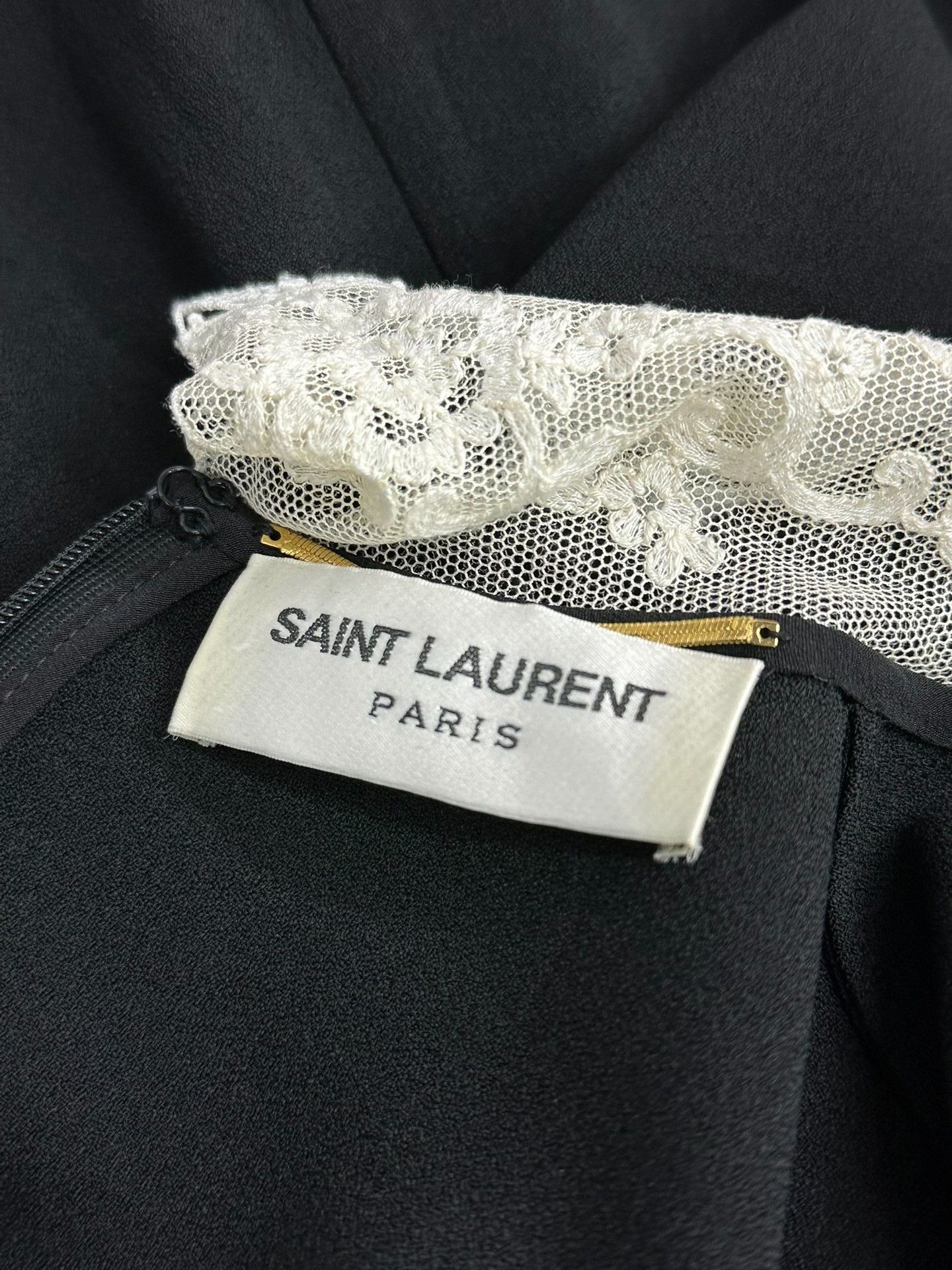 Saint Laurent Paris Saint Laurent Black Lace Collar Dress Size M / US 6-8 / IT 42-44 - 4 Thumbnail