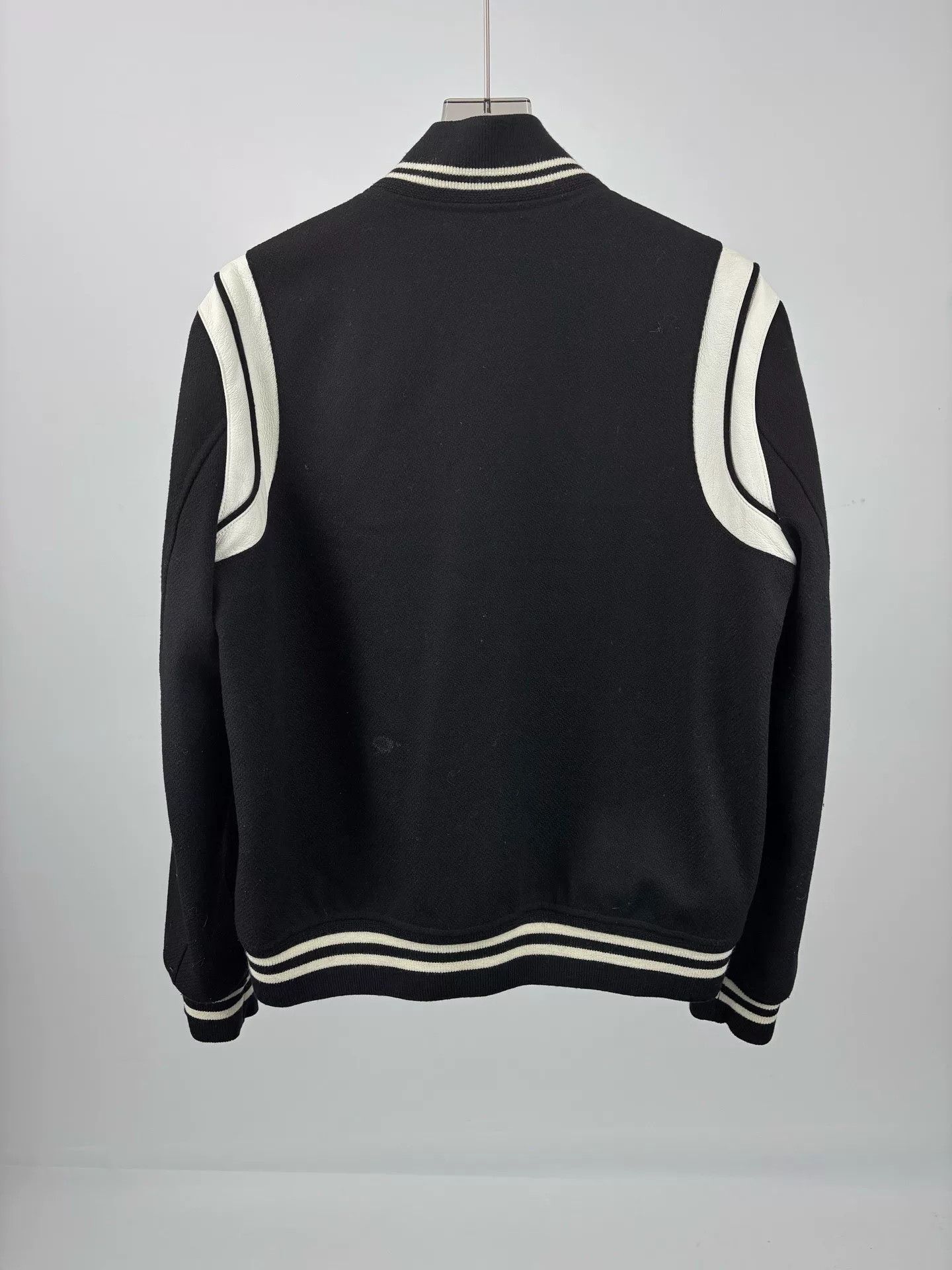 Saint Laurent Paris Saint Laurent Paris Leather Sleeve Baseball Jacket Size US L / EU 52-54 / 3 - 2 Thumbnail