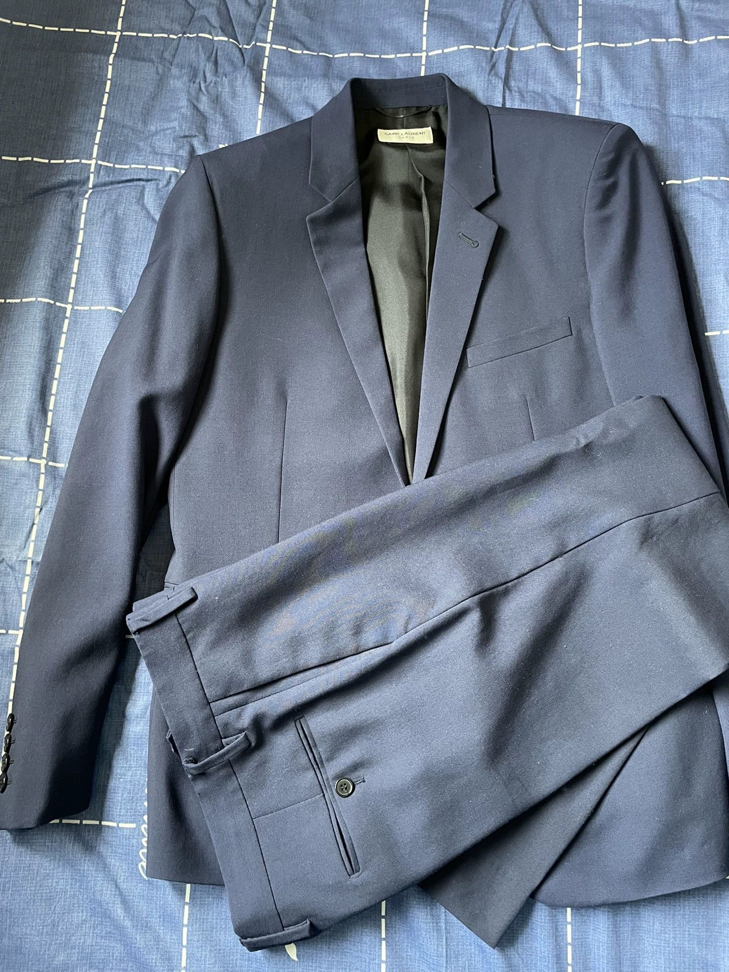 Saint Laurent Paris Saint Laurent Dark Blue Wool Suit Size US M / EU 48-50 / 2 - 2 Thumbnail