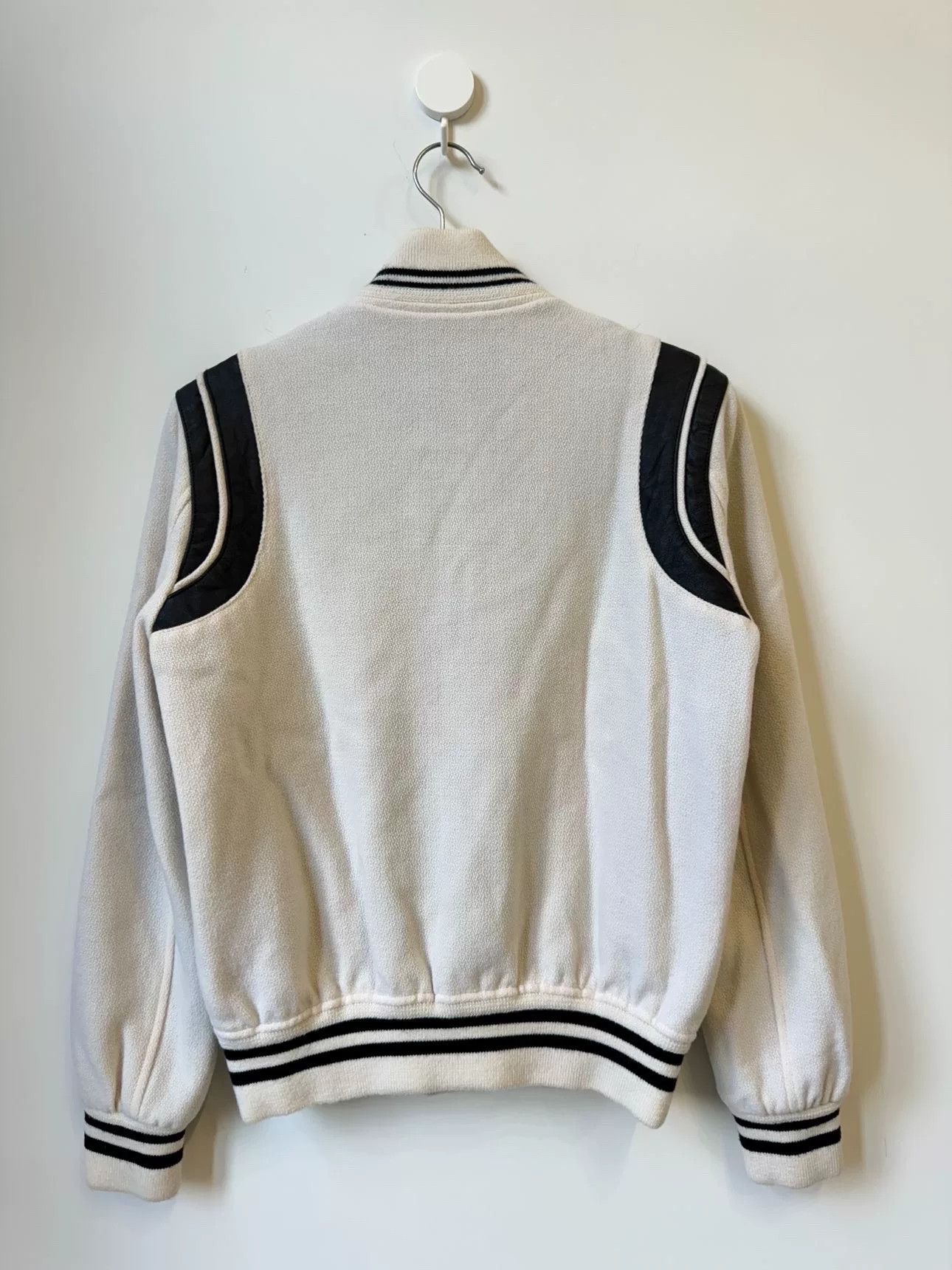 Saint Laurent Paris Saint Laurent Cream Black Baseball Jacket Size US XS / EU 42 / 0 - 2 Thumbnail