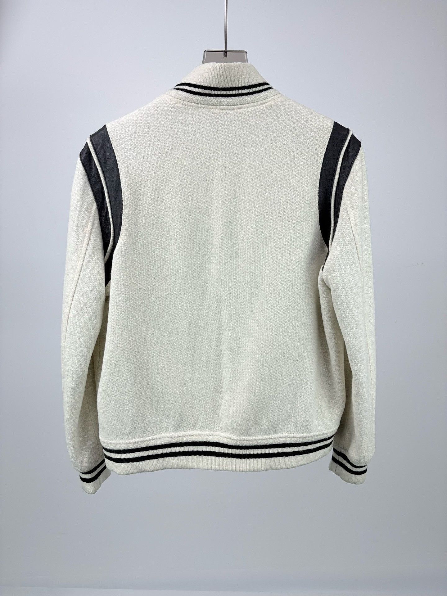 Saint Laurent Paris Saint Laurent White Leather Sleeves Baseball Jacket Size US M / EU 48-50 / 2 - 2 Thumbnail