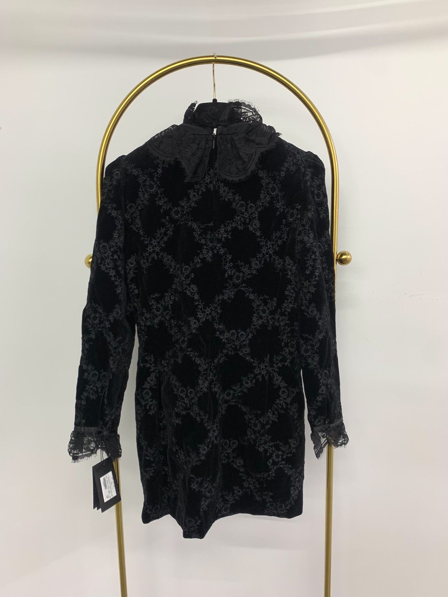 Saint Laurent Paris Saint Laurent Black Velvet Lace Bow Dress Size S / US 4 / IT 40 - 3 Thumbnail