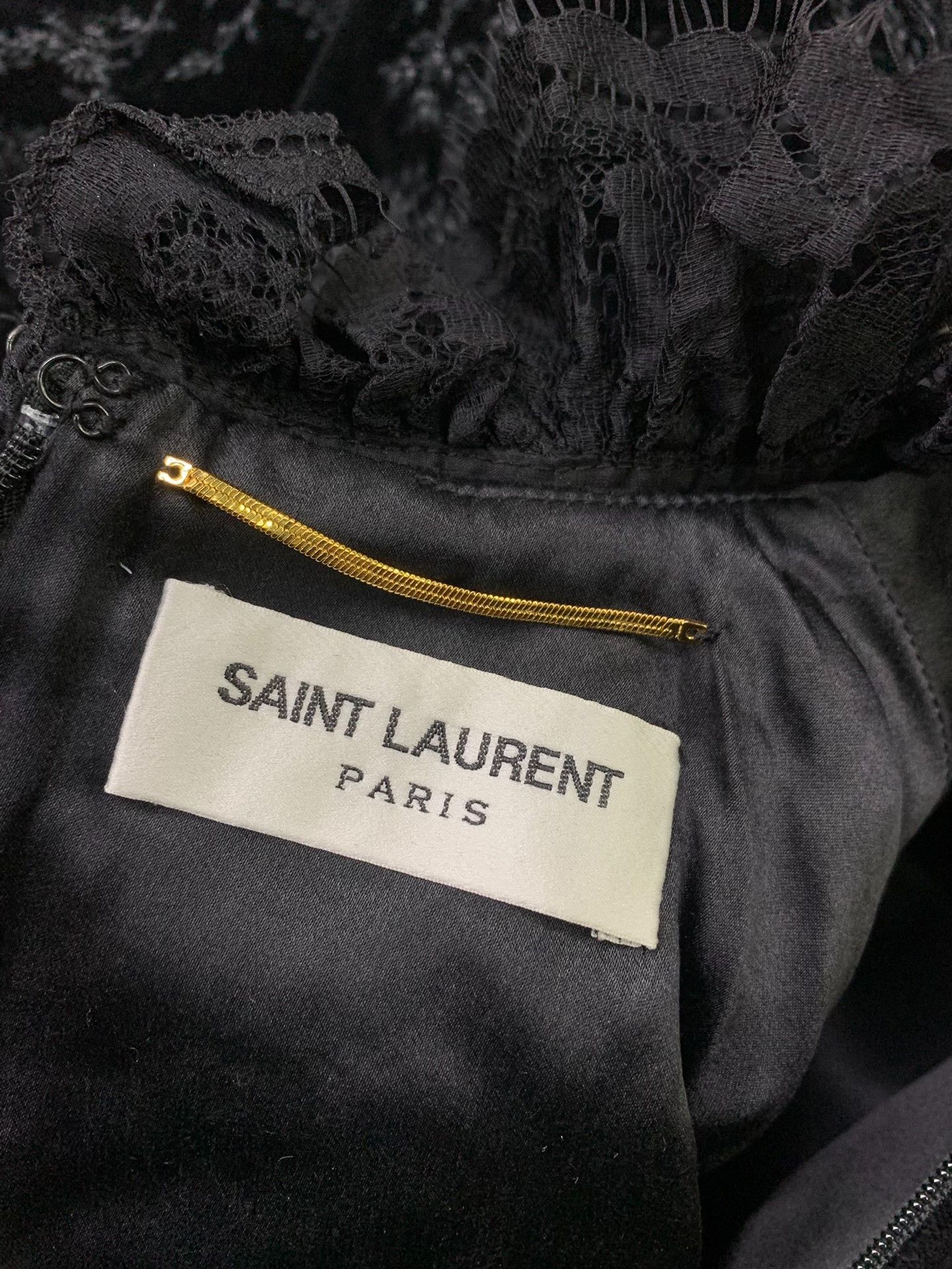 Saint Laurent Paris Saint Laurent Black Velvet Lace Bow Dress Size S / US 4 / IT 40 - 4 Thumbnail