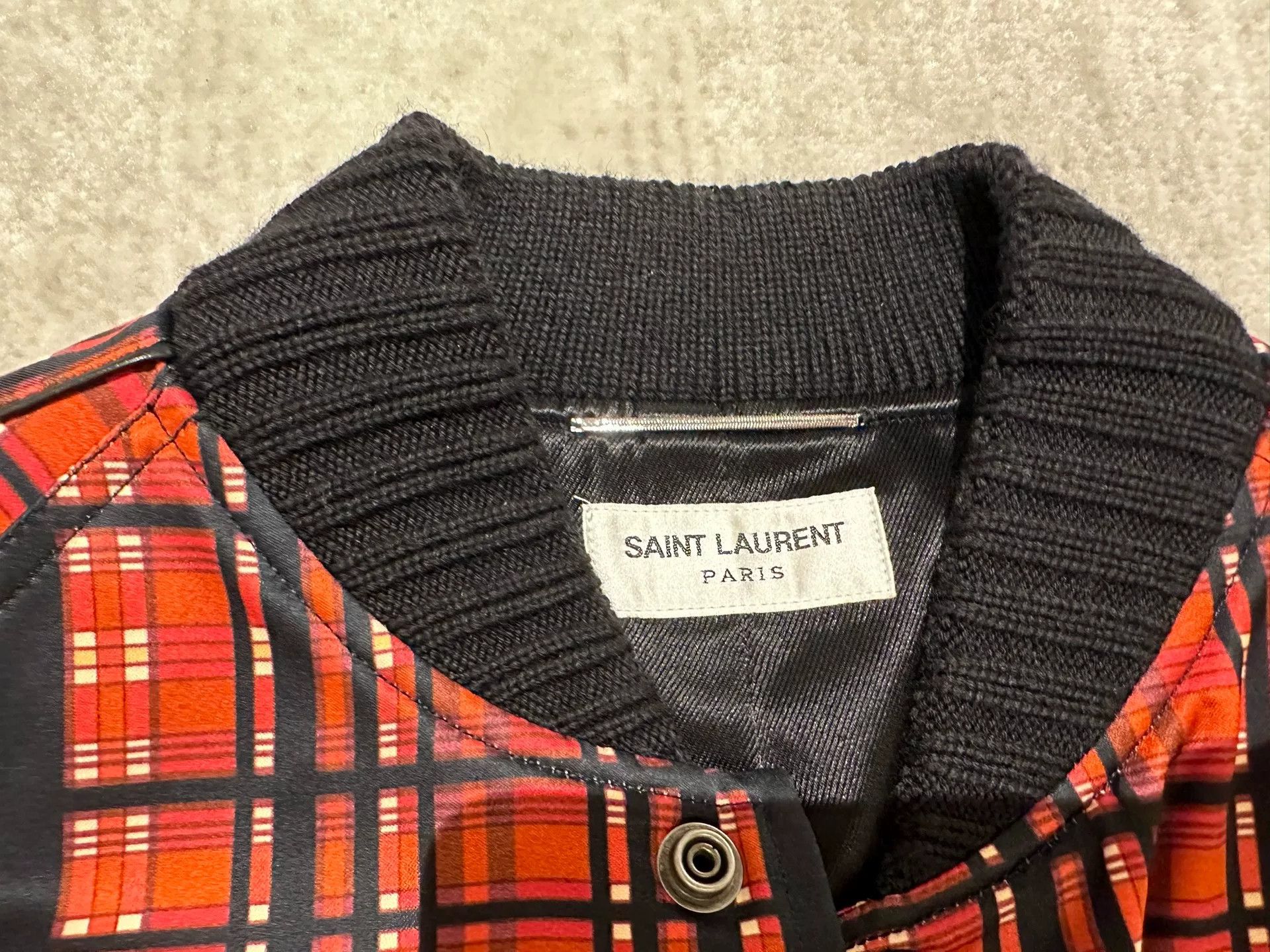 Saint Laurent Paris Saint Laurent Red Plaid Bomber Jacket Size US S / EU 44-46 / 1 - 4 Thumbnail