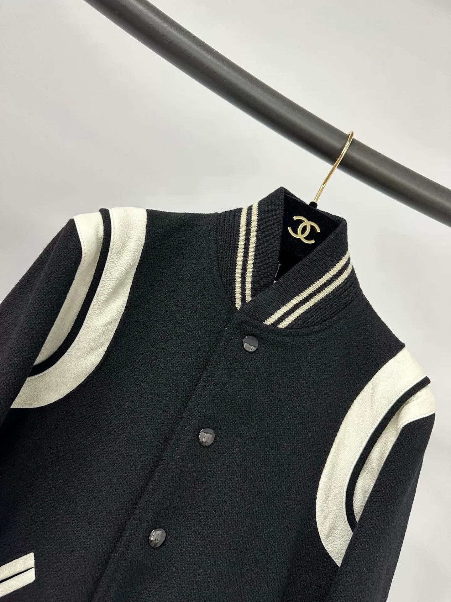 Saint Laurent Paris Saint Laurent Black White Leather Accent Jacket Size XXS / US 00 / IT 34 - 3 Thumbnail