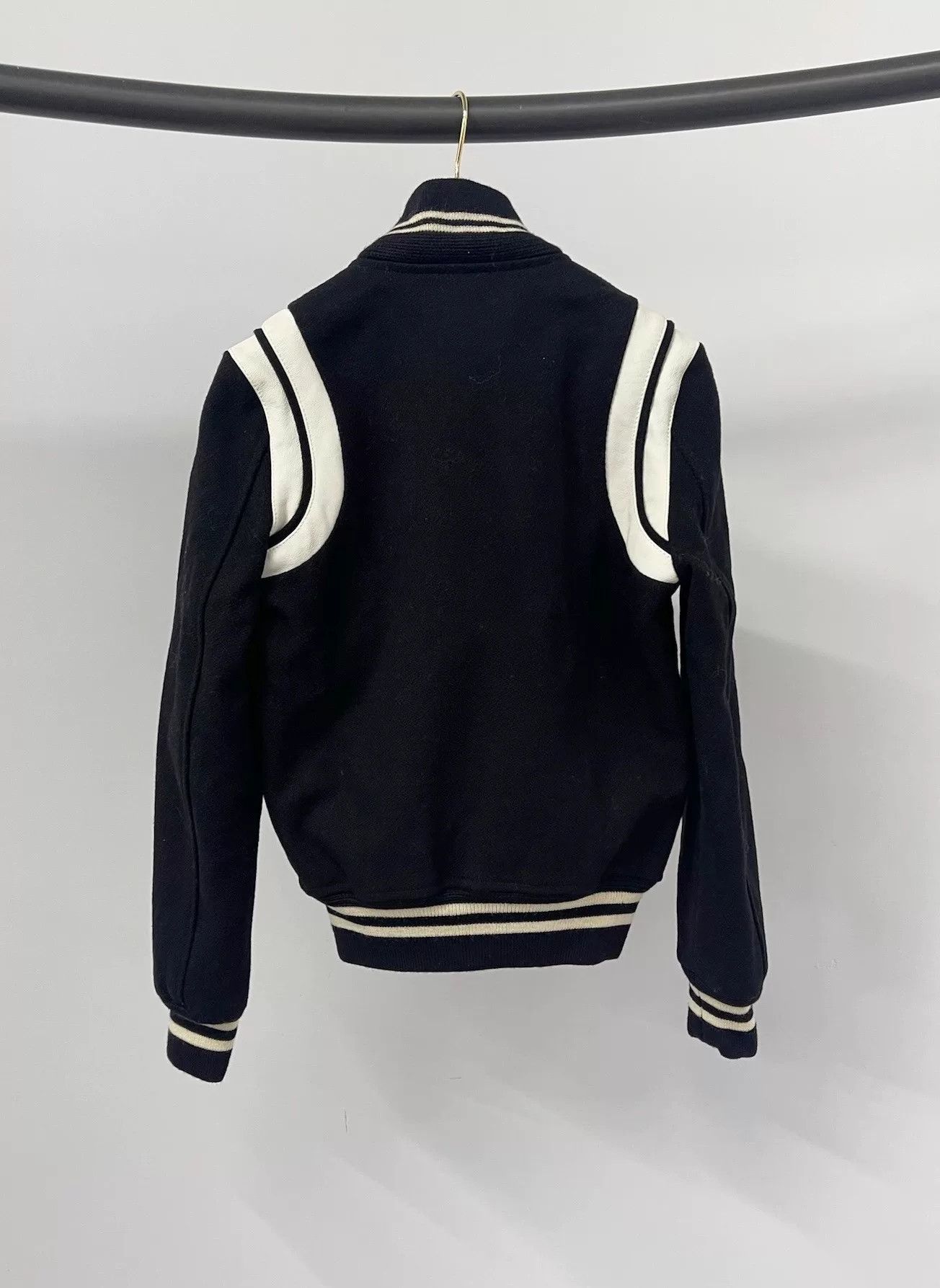 Saint Laurent Paris Saint Laurent Black White Leather Accent Jacket Size XXS / US 00 / IT 34 - 2 Thumbnail