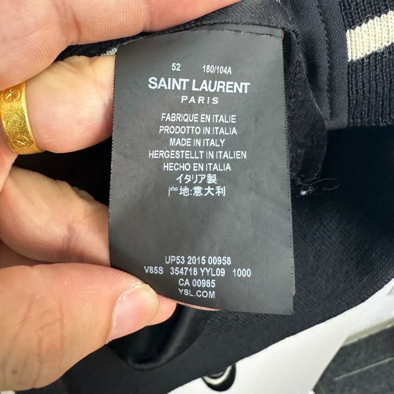 Saint Laurent Paris Saint Laurent Black Leather Sleeve Baseball Jacket Size US L / EU 52-54 / 3 - 4 Thumbnail