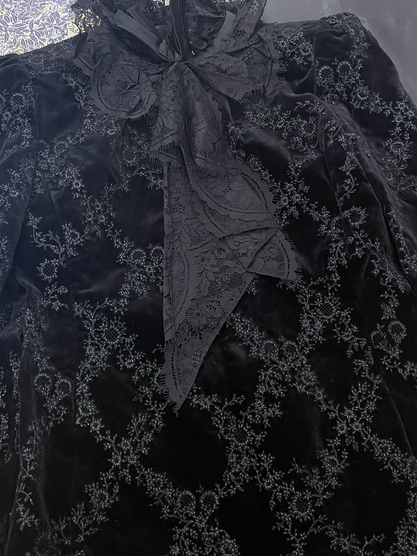 Saint Laurent Paris Saint Laurent Black Velvet Lace Dress Size S / US 4 / IT 40 - 2 Thumbnail