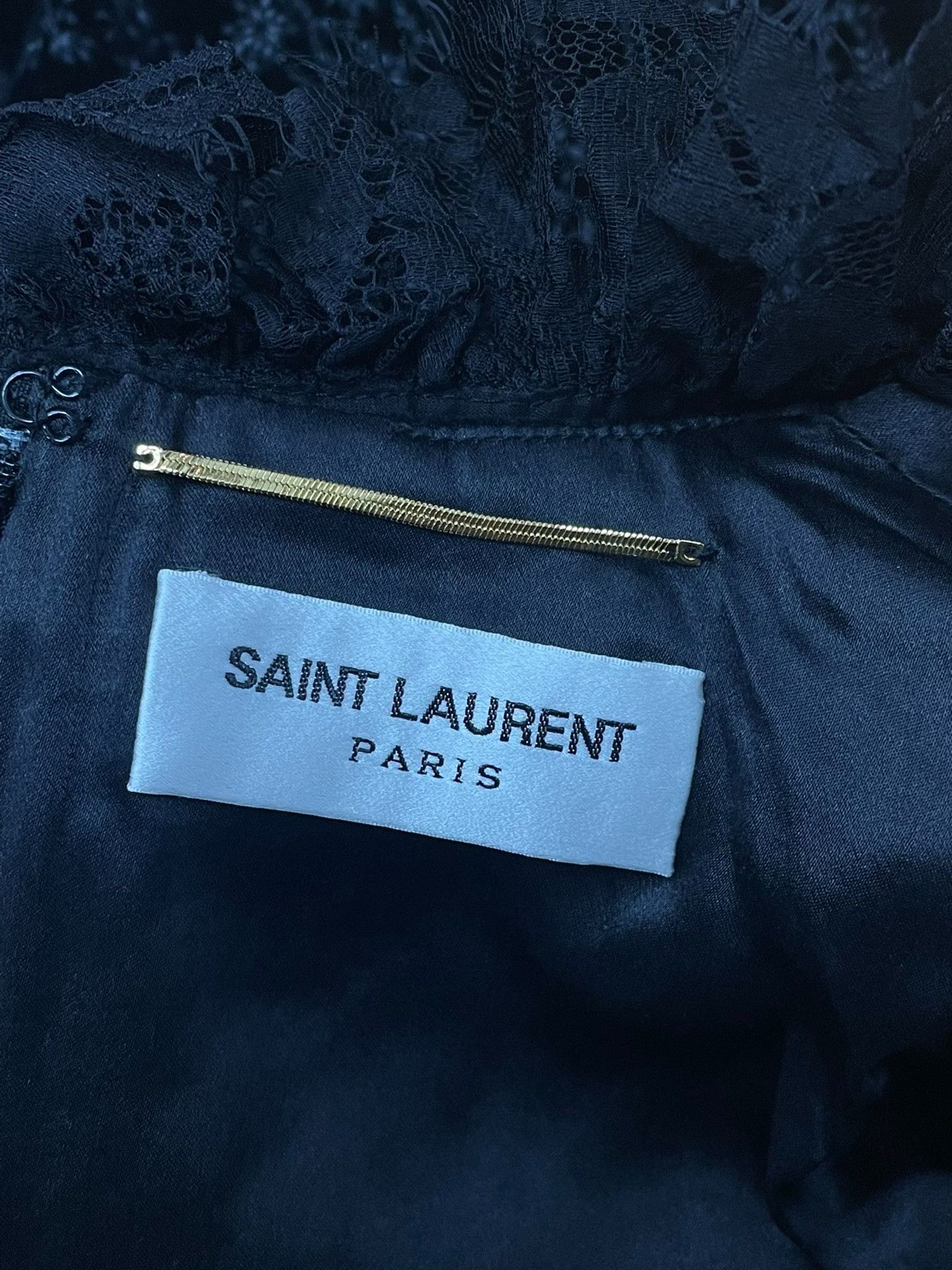 Saint Laurent Paris Saint Laurent Black Velvet Lace Dress Size S / US 4 / IT 40 - 4 Thumbnail