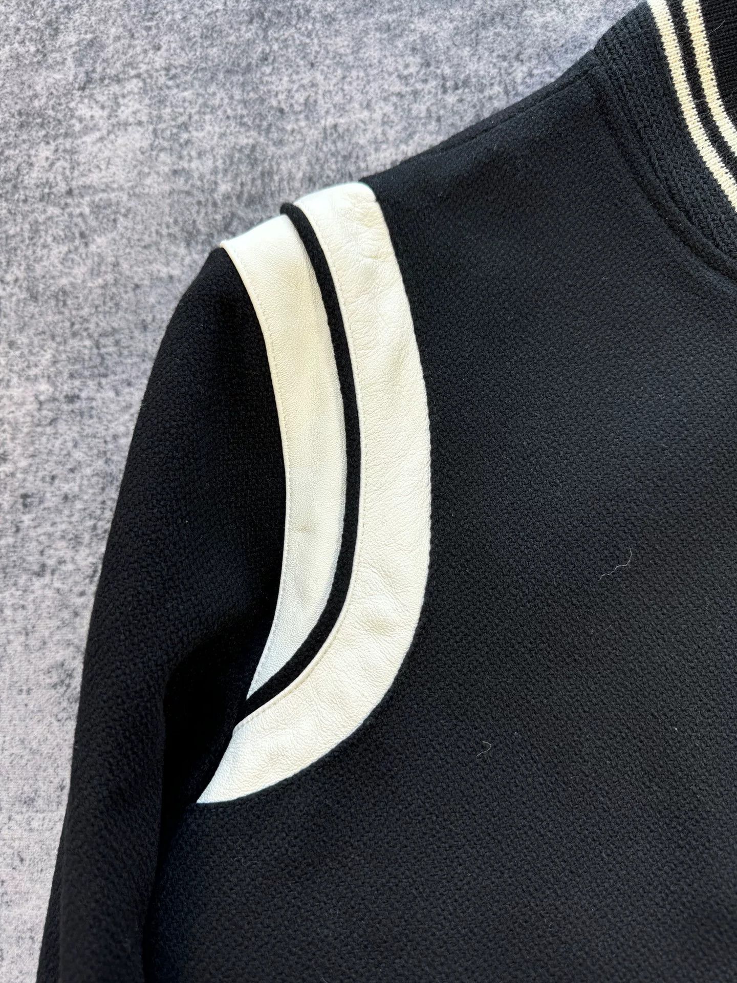 Saint Laurent Paris Saint Laurent Black White Leather Varsity Jacket Size US M / EU 48-50 / 2 - 6 Thumbnail