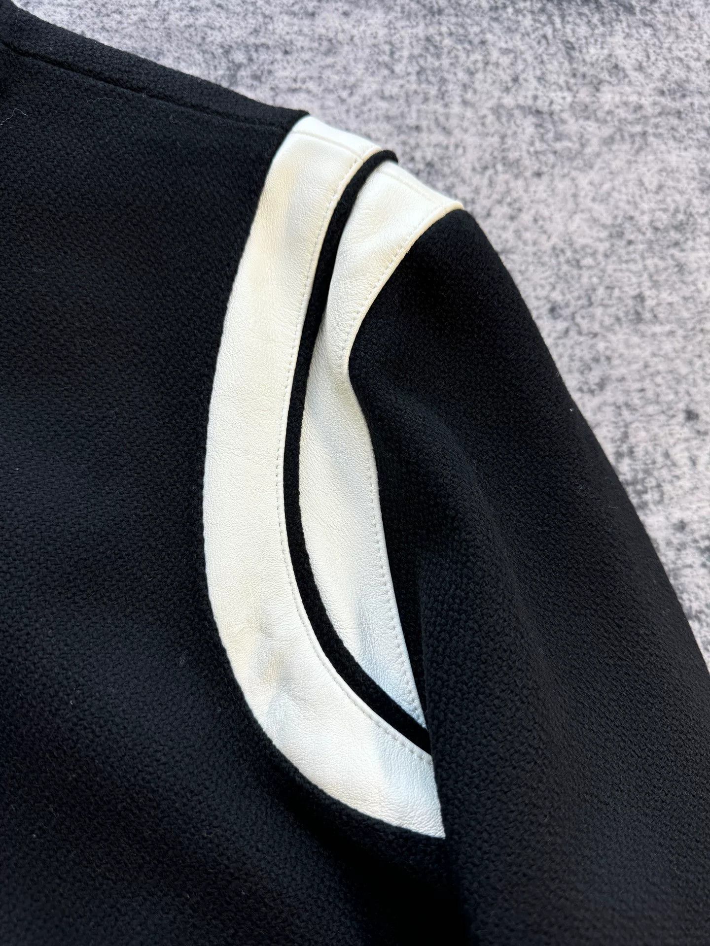 Saint Laurent Paris Saint Laurent Black White Leather Varsity Jacket Size US M / EU 48-50 / 2 - 5 Thumbnail