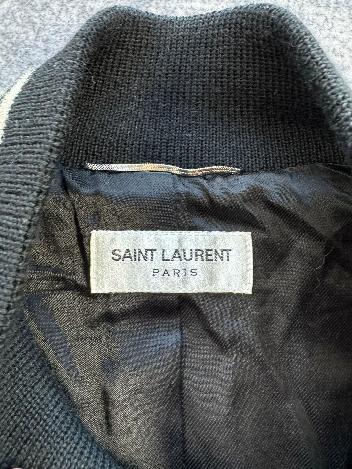 Saint Laurent Paris Saint Laurent Black White Leather Varsity Jacket Size US M / EU 48-50 / 2 - 3 Thumbnail