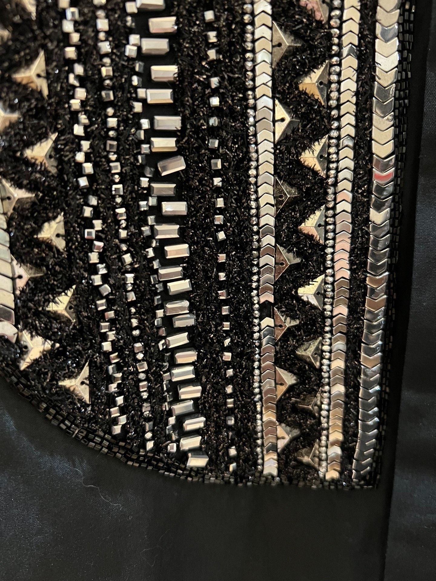 Saint Laurent Paris Balmain Black Silver Sequin Cotton Shirt Size US XXS / EU 40 - 8 Thumbnail