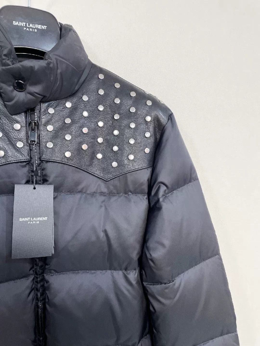 Saint Laurent Paris Saint Laurent Black Studded Leather Puffer Jacket Size US S / EU 44-46 / 1 - 3 Thumbnail