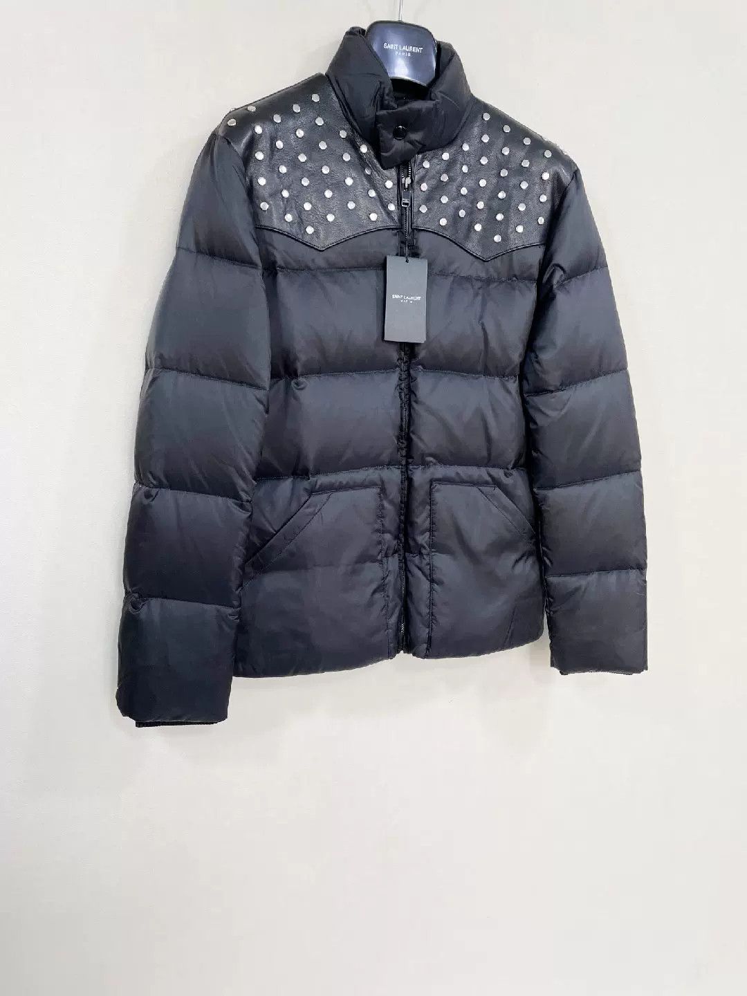 Saint Laurent Paris Saint Laurent Black Studded Leather Puffer Jacket Size US S / EU 44-46 / 1 - 2 Thumbnail