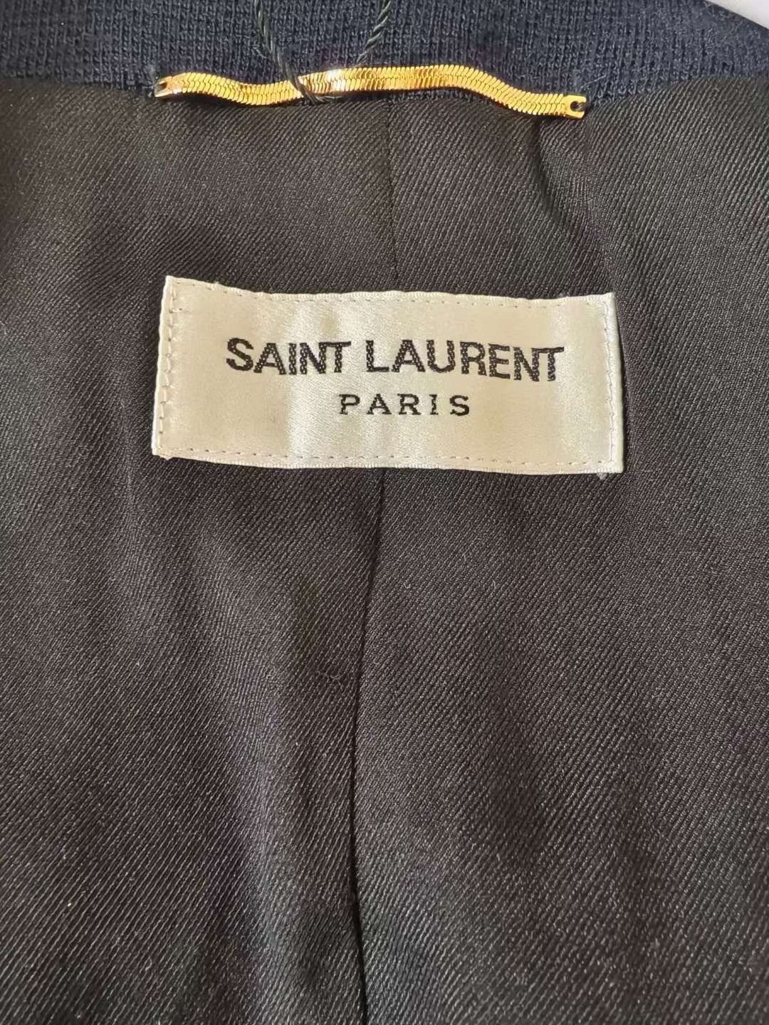Saint Laurent Paris Saint Laurent Dark Blue Double-Breasted Wool Coat Size XS / US 0-2 / IT 36-38 - 3 Thumbnail
