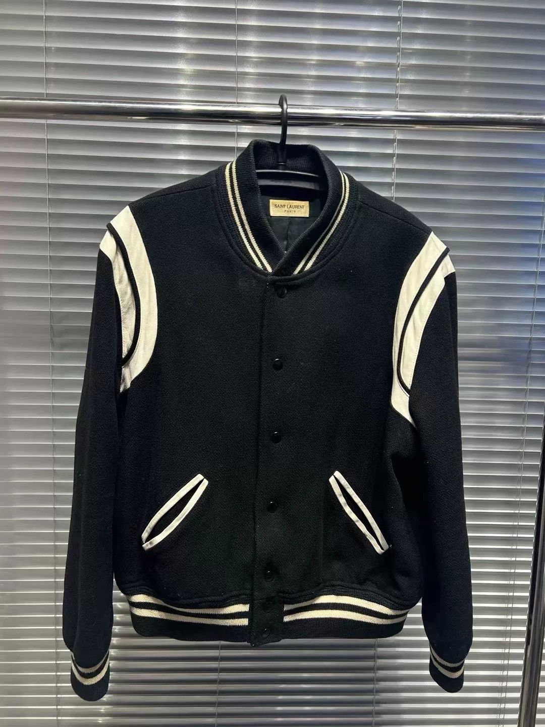 Saint Laurent Paris Saint Laurent Black White Baseball Jacket Size US L / EU 52-54 / 3 - 3 Thumbnail