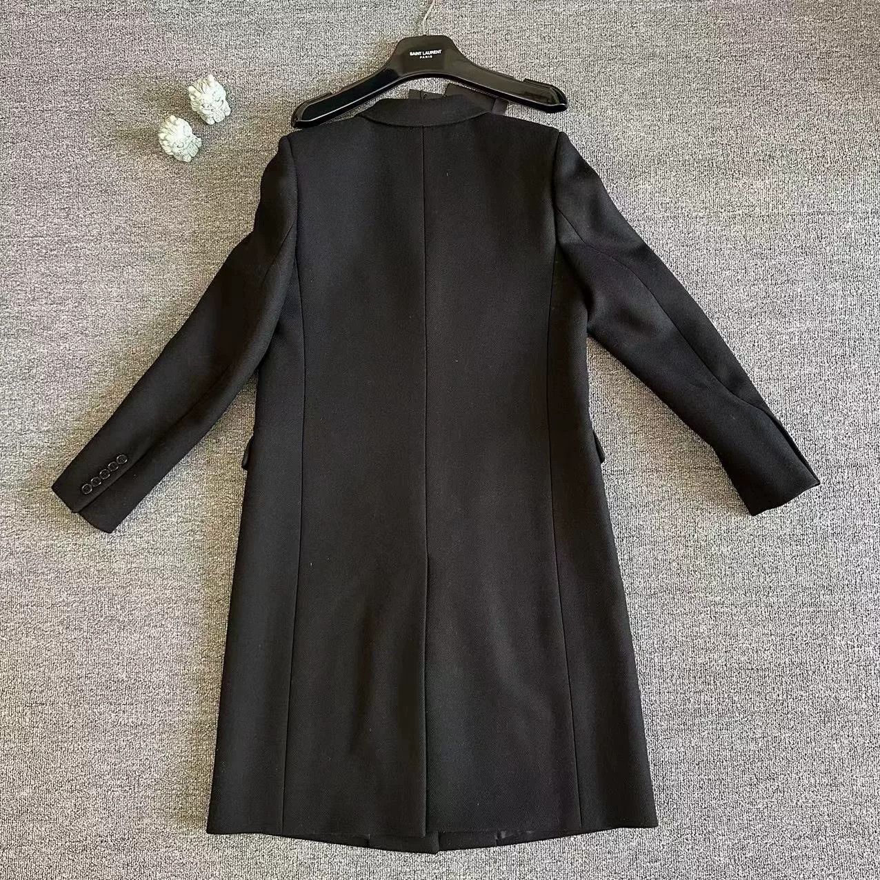 Saint Laurent Paris Saint Laurent Black Long Wool Coat Size S / US 4 / IT 40 - 2 Thumbnail