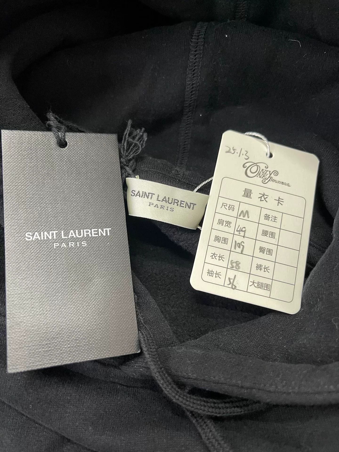 Saint Laurent Paris Saint Laurent Black Striped Sleeve Hoodie Size US M / EU 48-50 / 2 - 4 Thumbnail